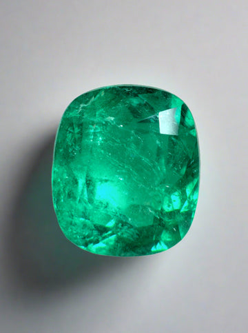 3.15 Carat Certified Vivid Bluish Green Natural Loose Colombian Emerald-Elongated Cushion Cut