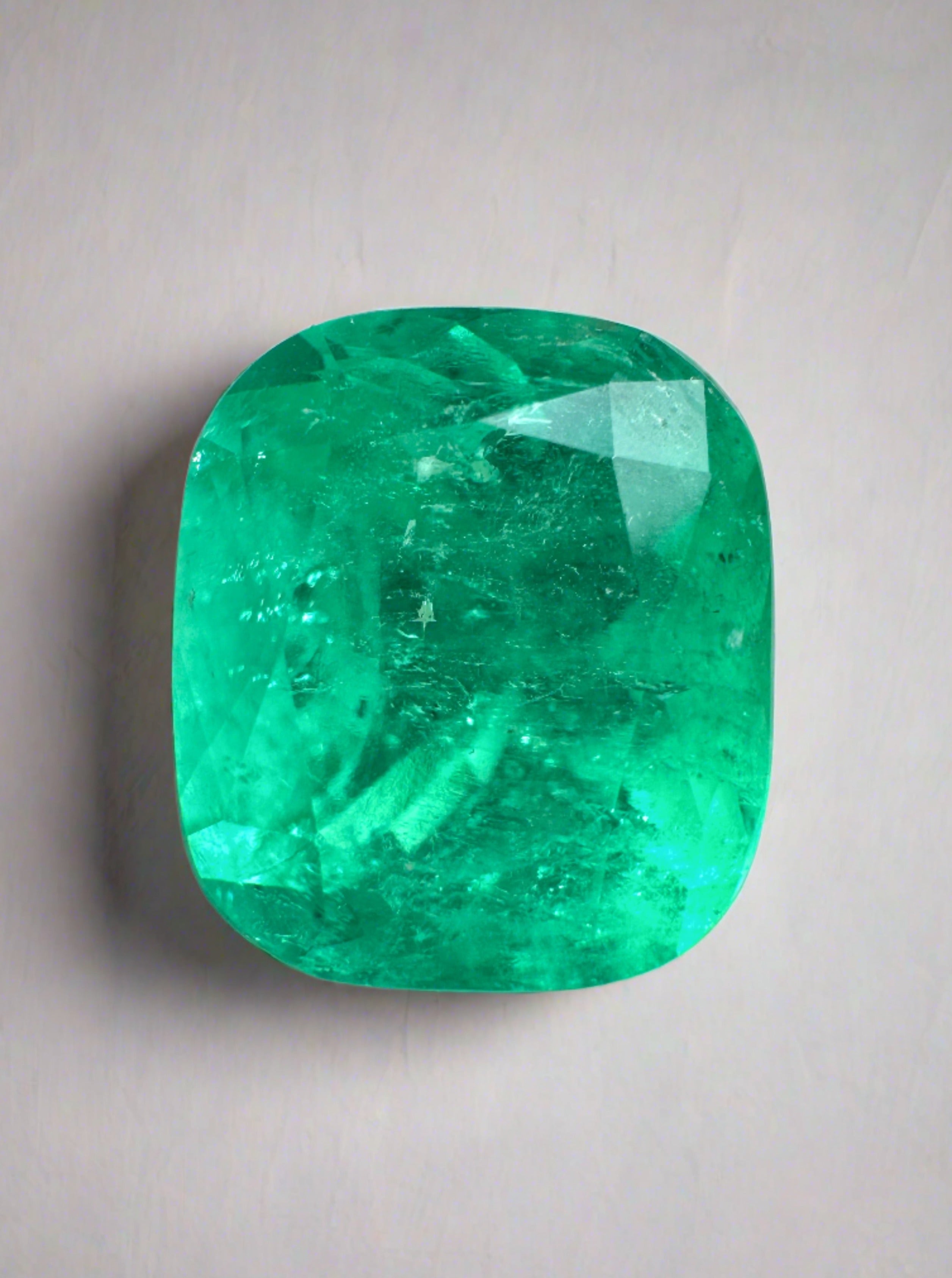 3.43 Carat Medium Green Natural Loose Colombian Emerald-Cushion Cut - JR Colombian Emeralds