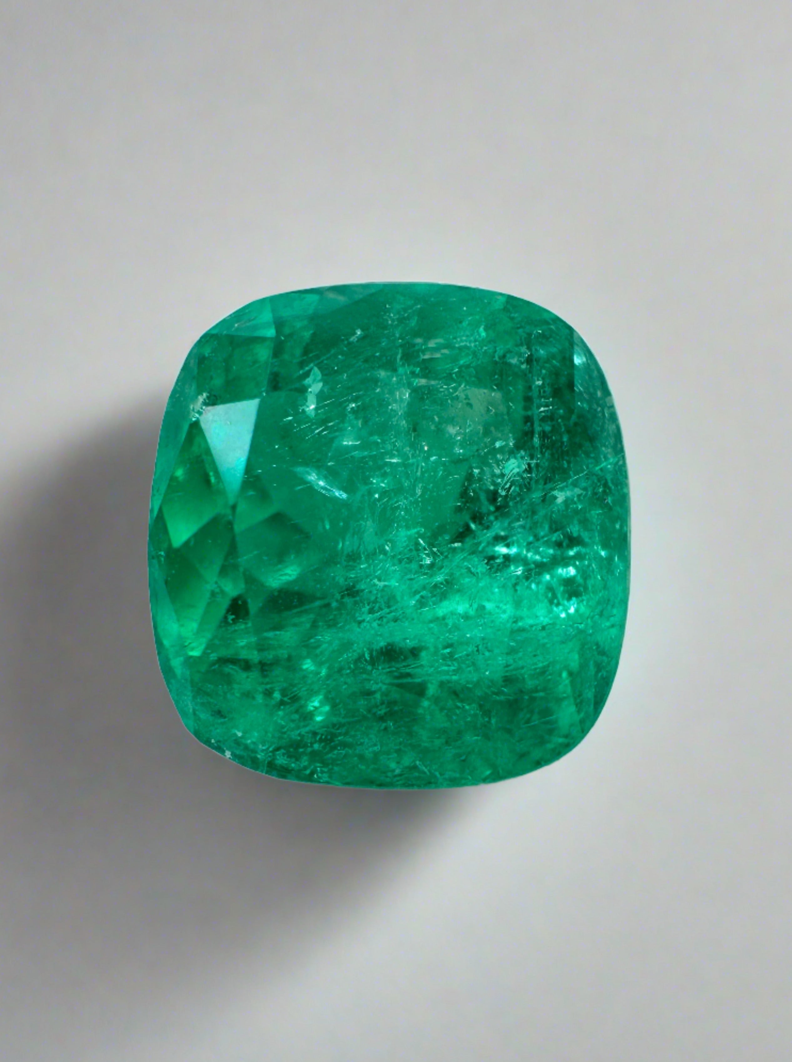 3.48 Carat 9.5x9 Earthy Natural Loose Colombian Emerald-Cushion Cut - JR Colombian Emeralds