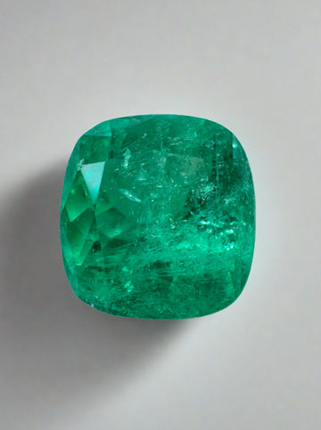 3.48 Carat 9.5x9 Earthy Natural Loose Colombian Emerald-Cushion Cut