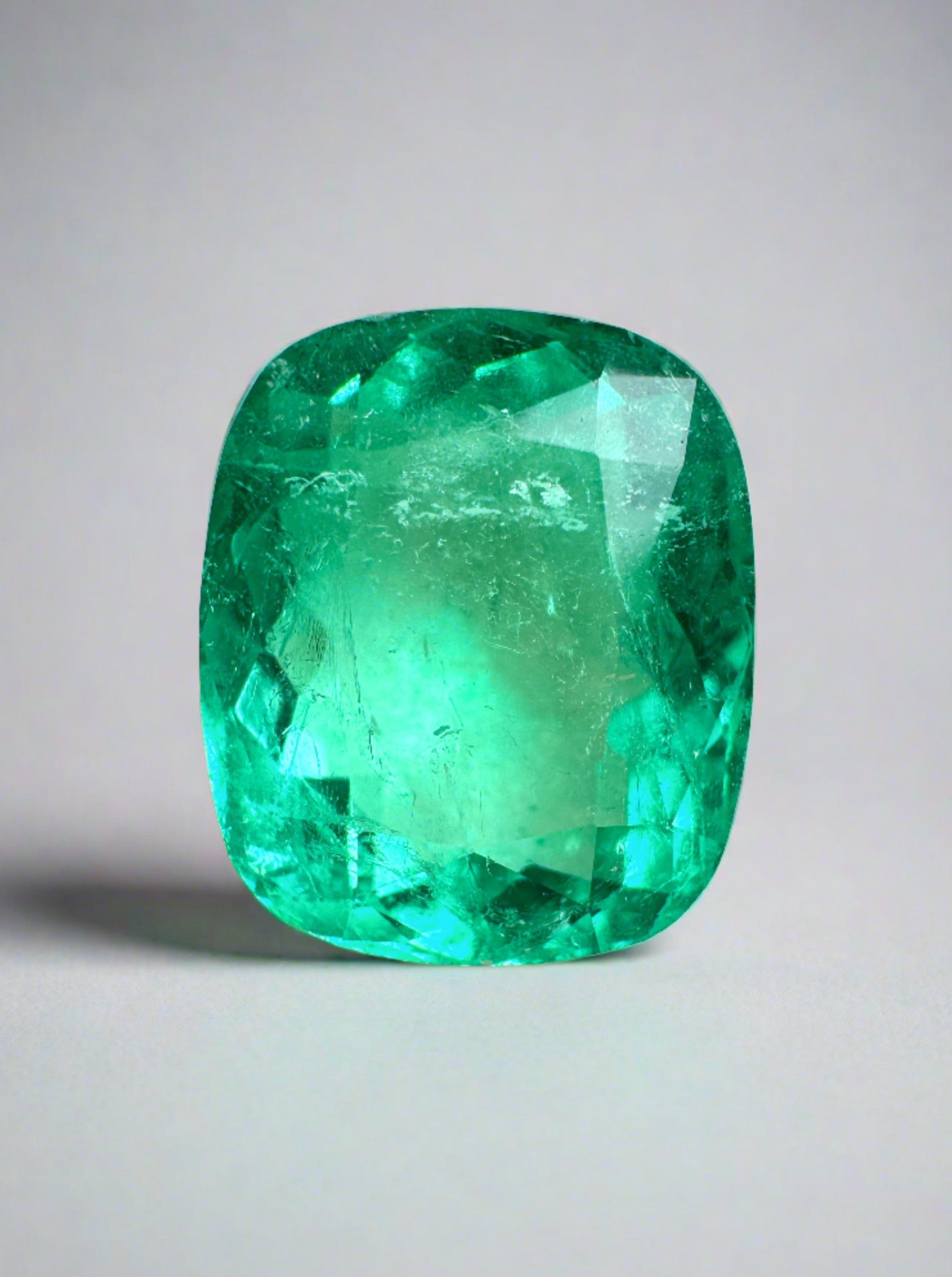 3.54 Carat 10x9 Spring Green Natural Loose Colombian Emerald-Cushion Cut - JR Colombian Emeralds