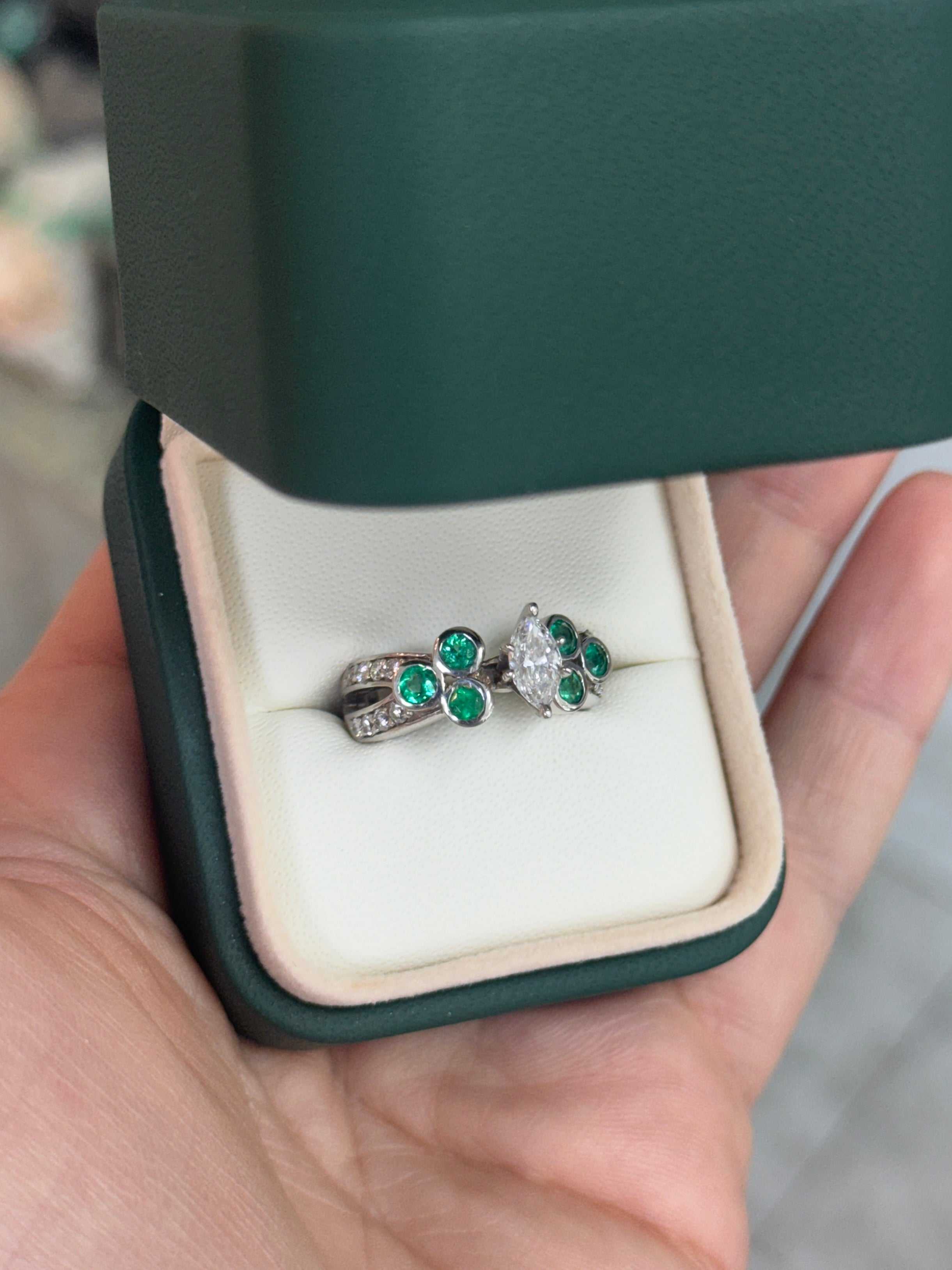 2.02tcw Marquise Diamond & Emerald Accents 14K White Gold