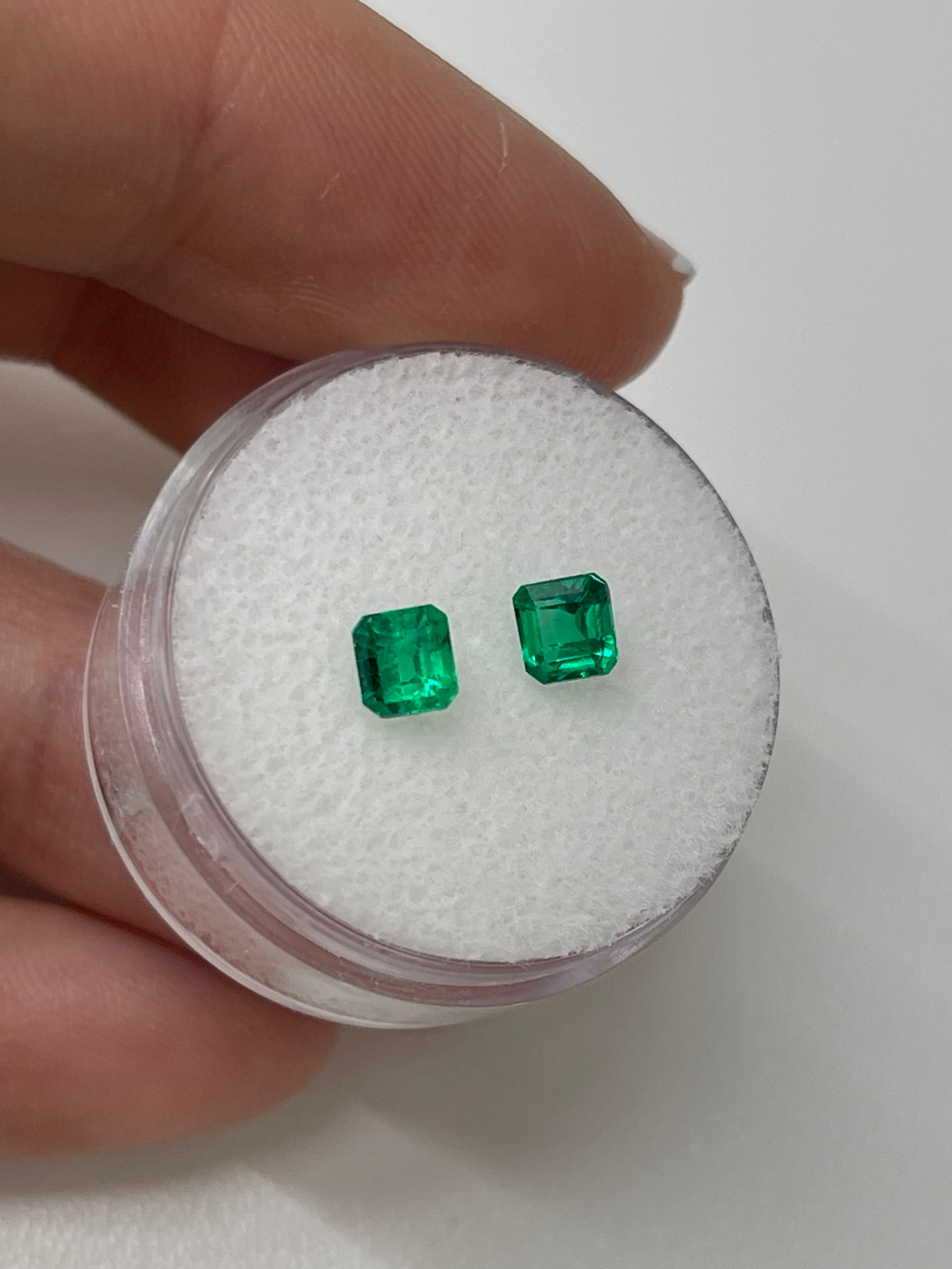 0.64tcw 4x4 Matching AAA+ Muzo Green Loose Colombian Emeralds-Asscher Cut