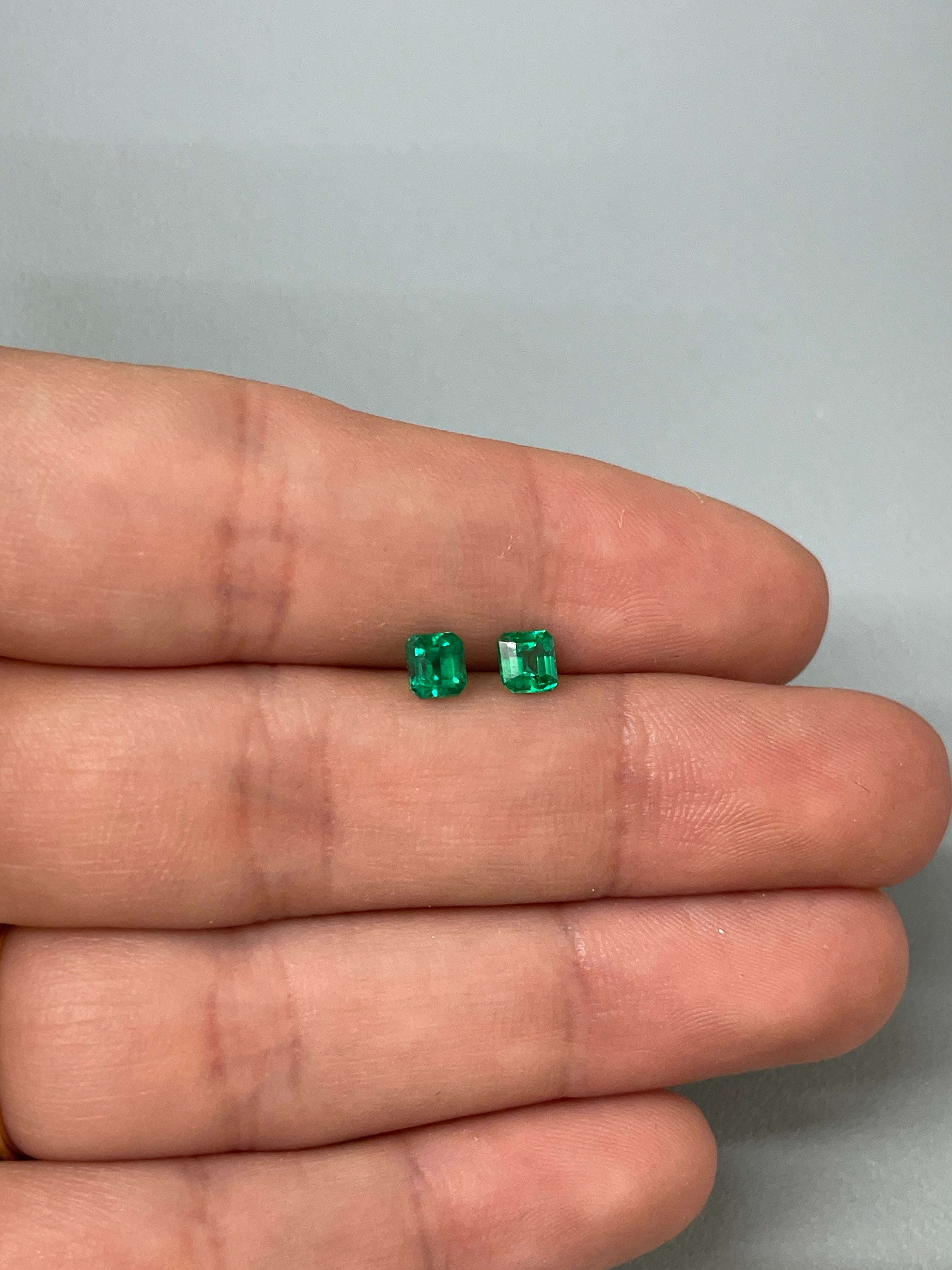 0.86tcw 4.5x4 Matching AAA+ Muzo Green Loose Colombian Emeralds-Asscher Cut