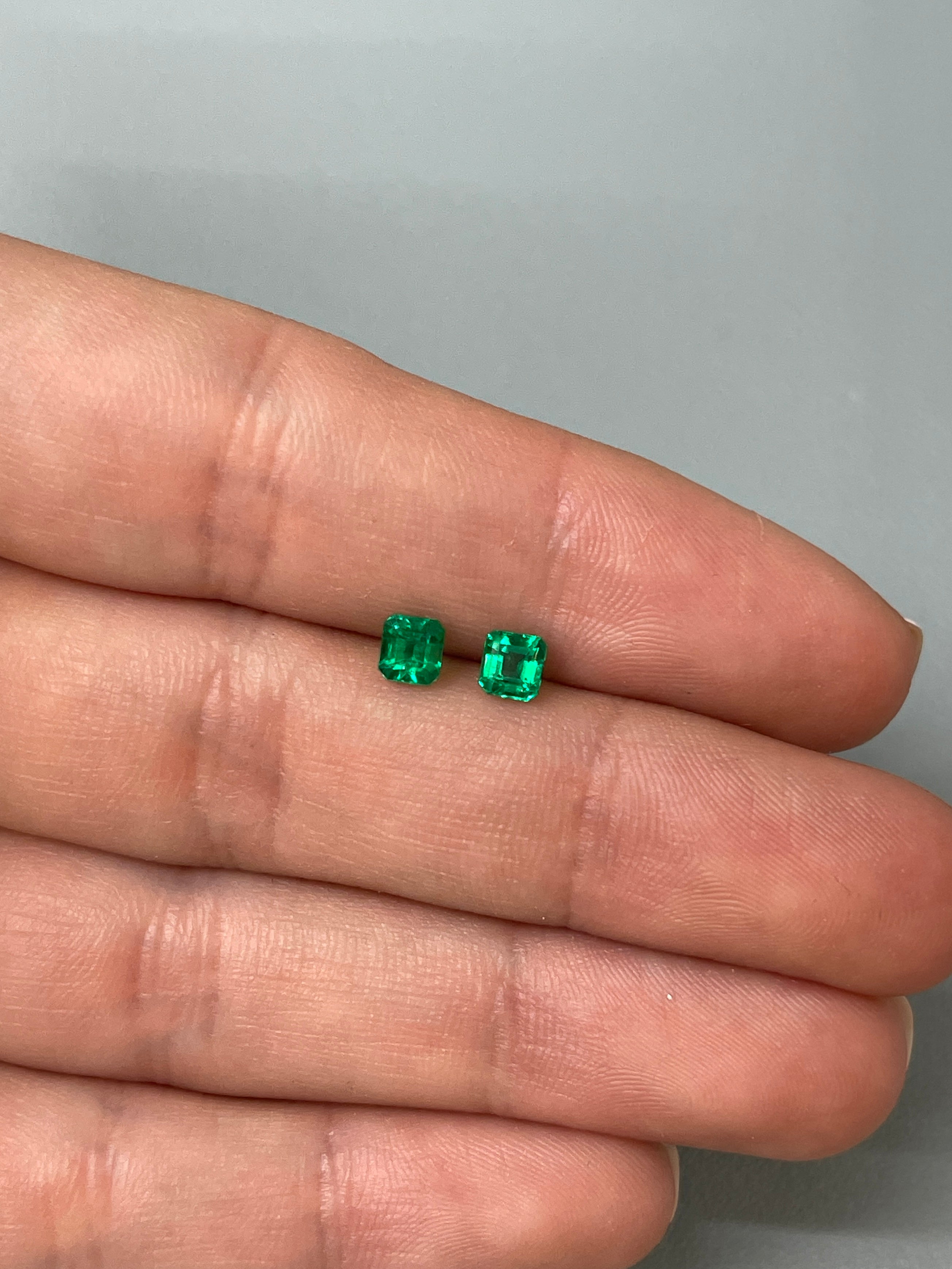 0.86tcw 4.5x4 Matching AAA+ Muzo Green Loose Colombian Emeralds-Asscher Cut