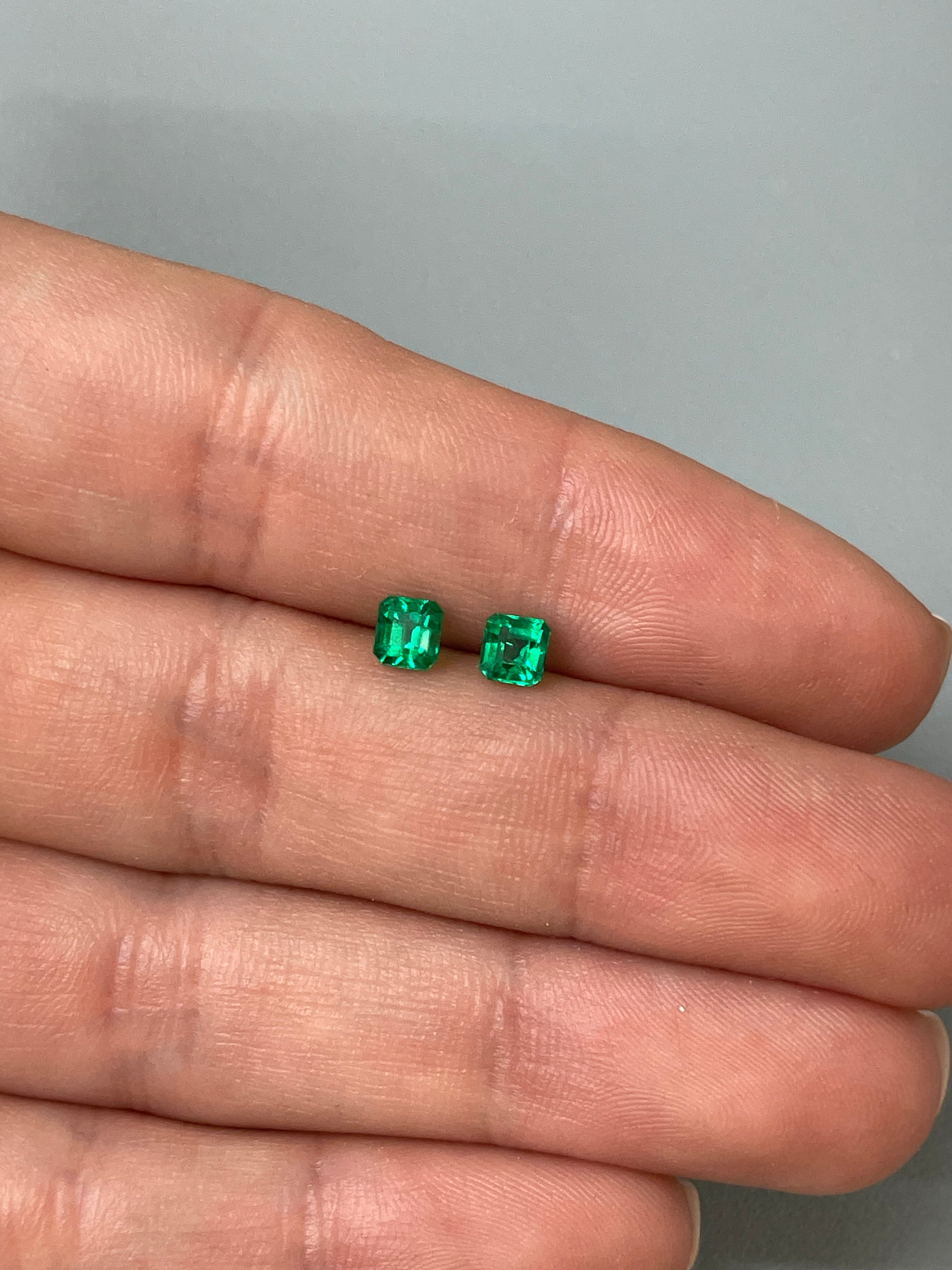 0.86tcw 4.5x4 Matching AAA+ Muzo Green Loose Colombian Emeralds-Asscher Cut