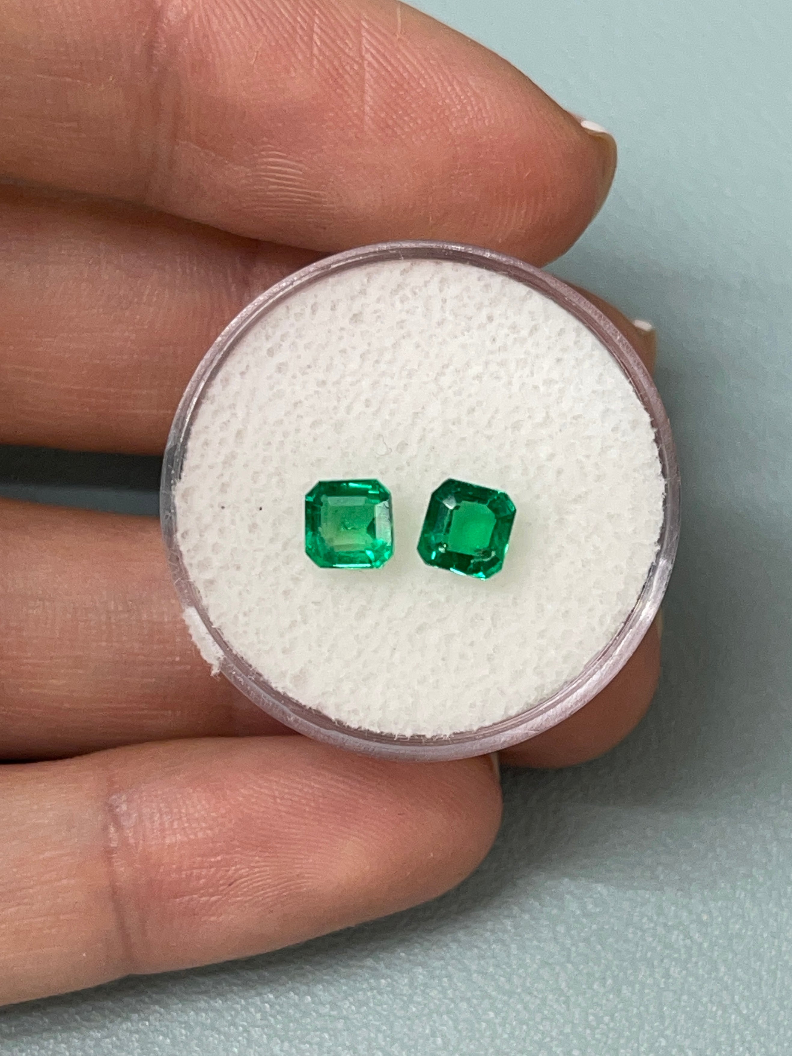 1.13tcw 5x5 Matching AAA Muzo Green Loose Colombian Emeralds-Asscher Cut