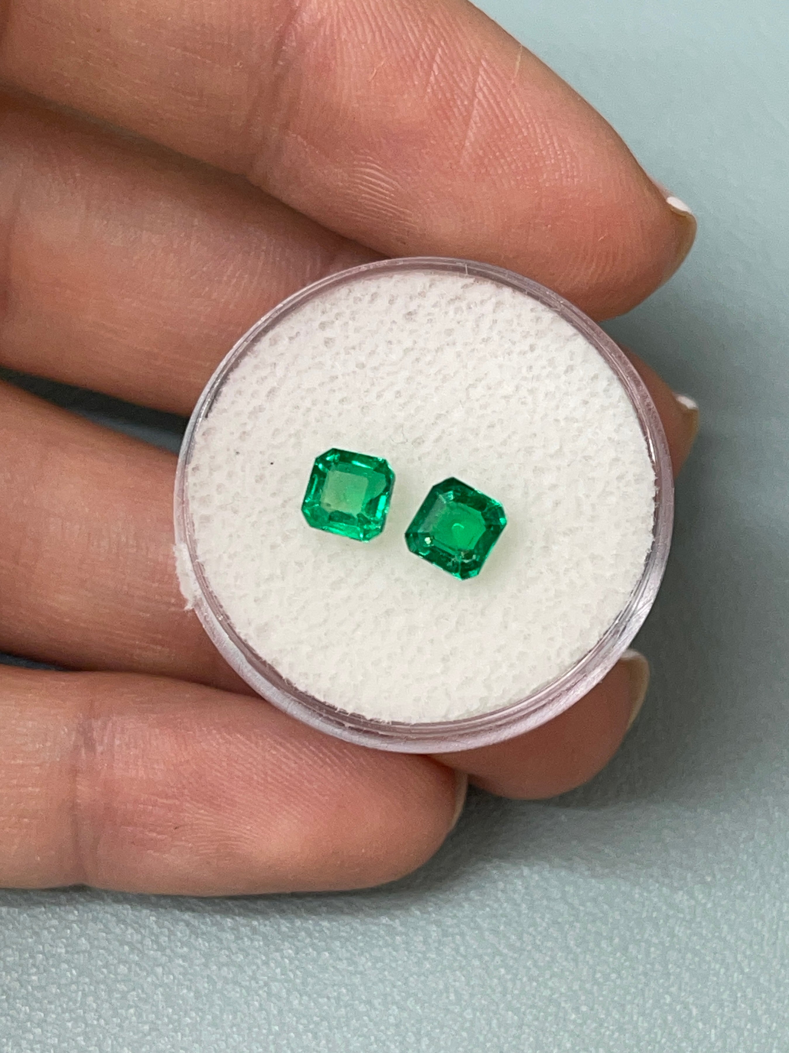 1.13tcw 5x5 Matching AAA Muzo Green Loose Colombian Emeralds-Asscher Cut