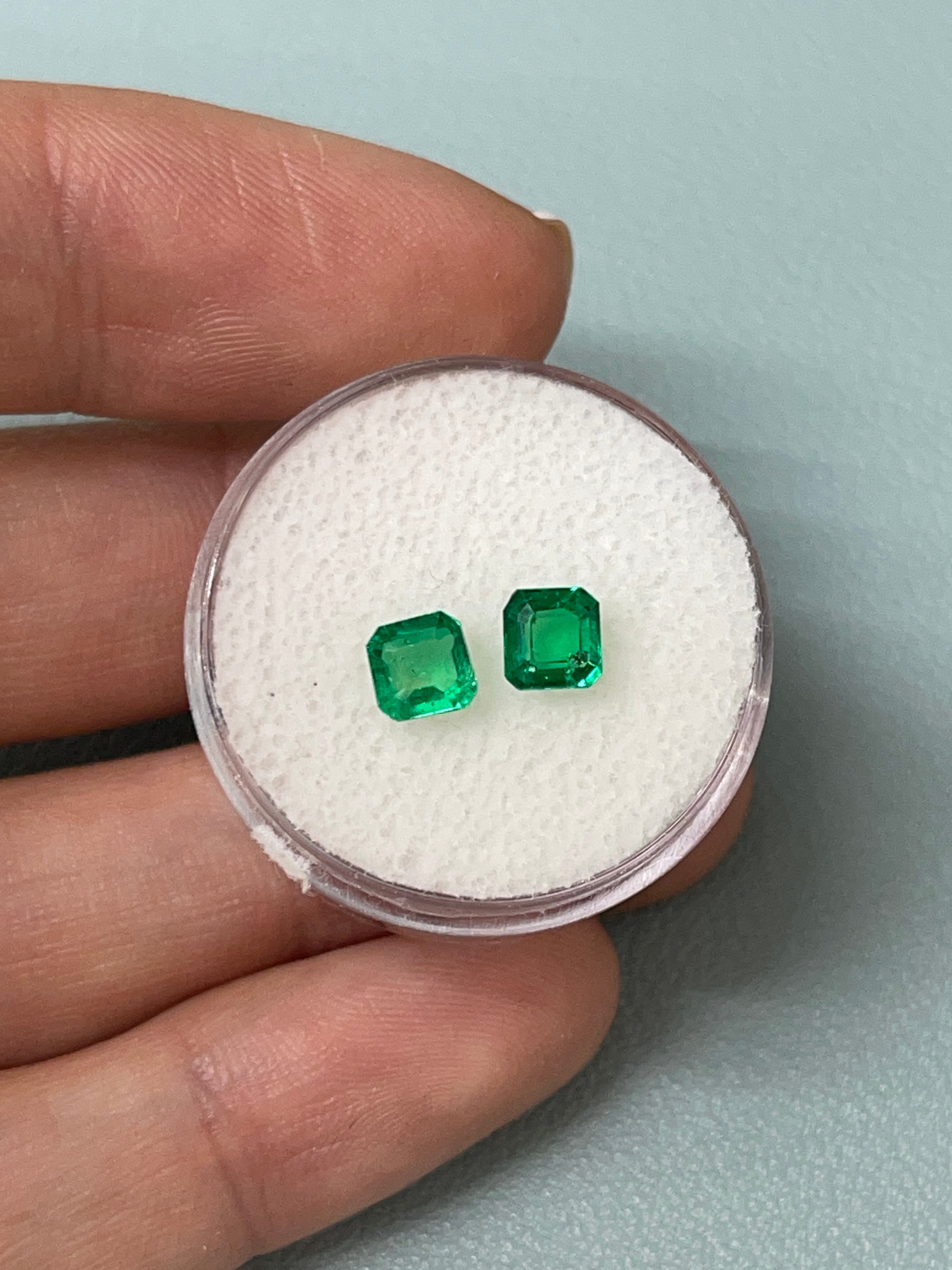 1.13tcw 5x5 Matching AAA Muzo Green Loose Colombian Emeralds-Asscher Cut