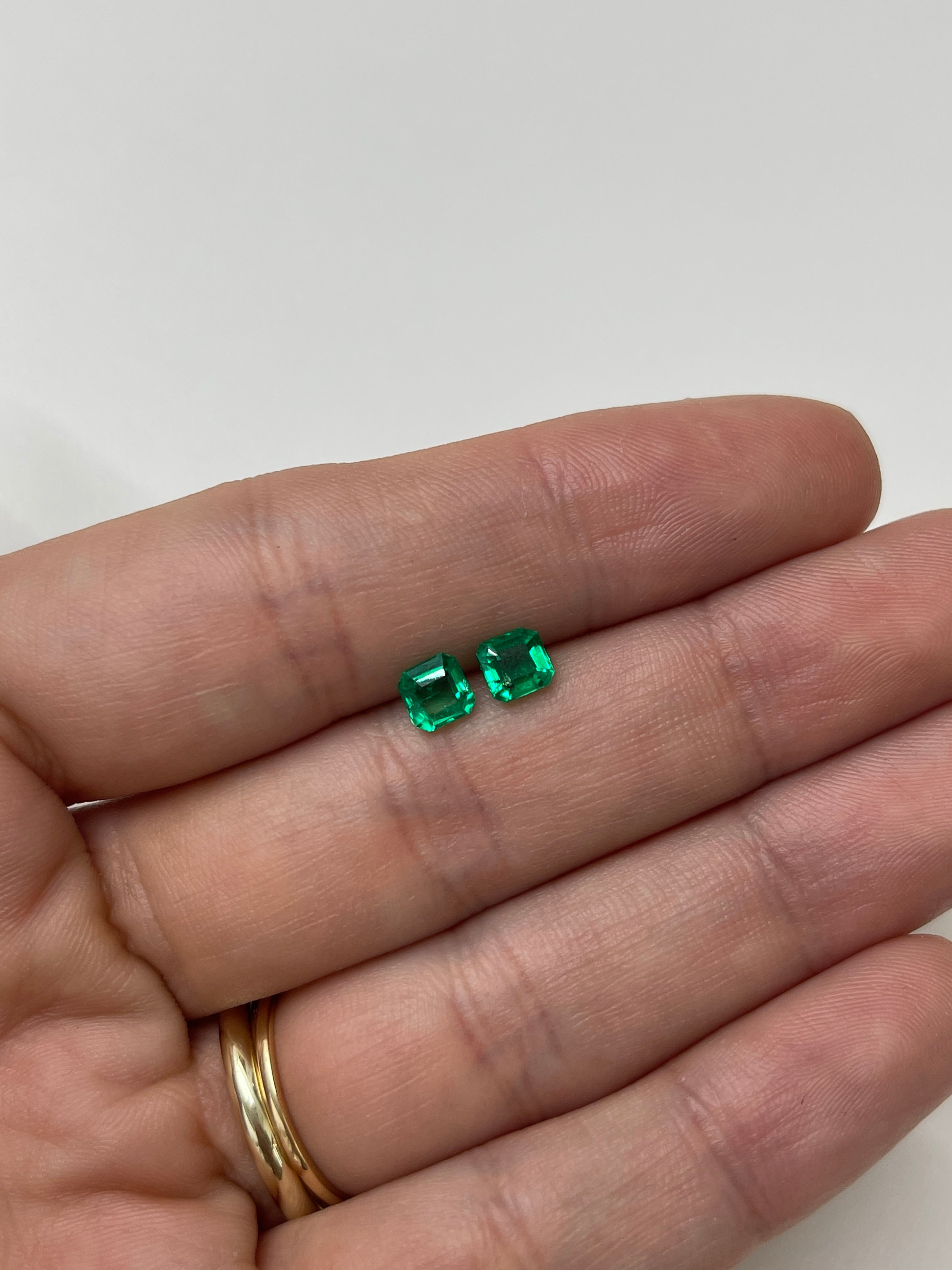 1.13tcw 5x5 Matching AAA Muzo Green Loose Colombian Emeralds-Asscher Cut