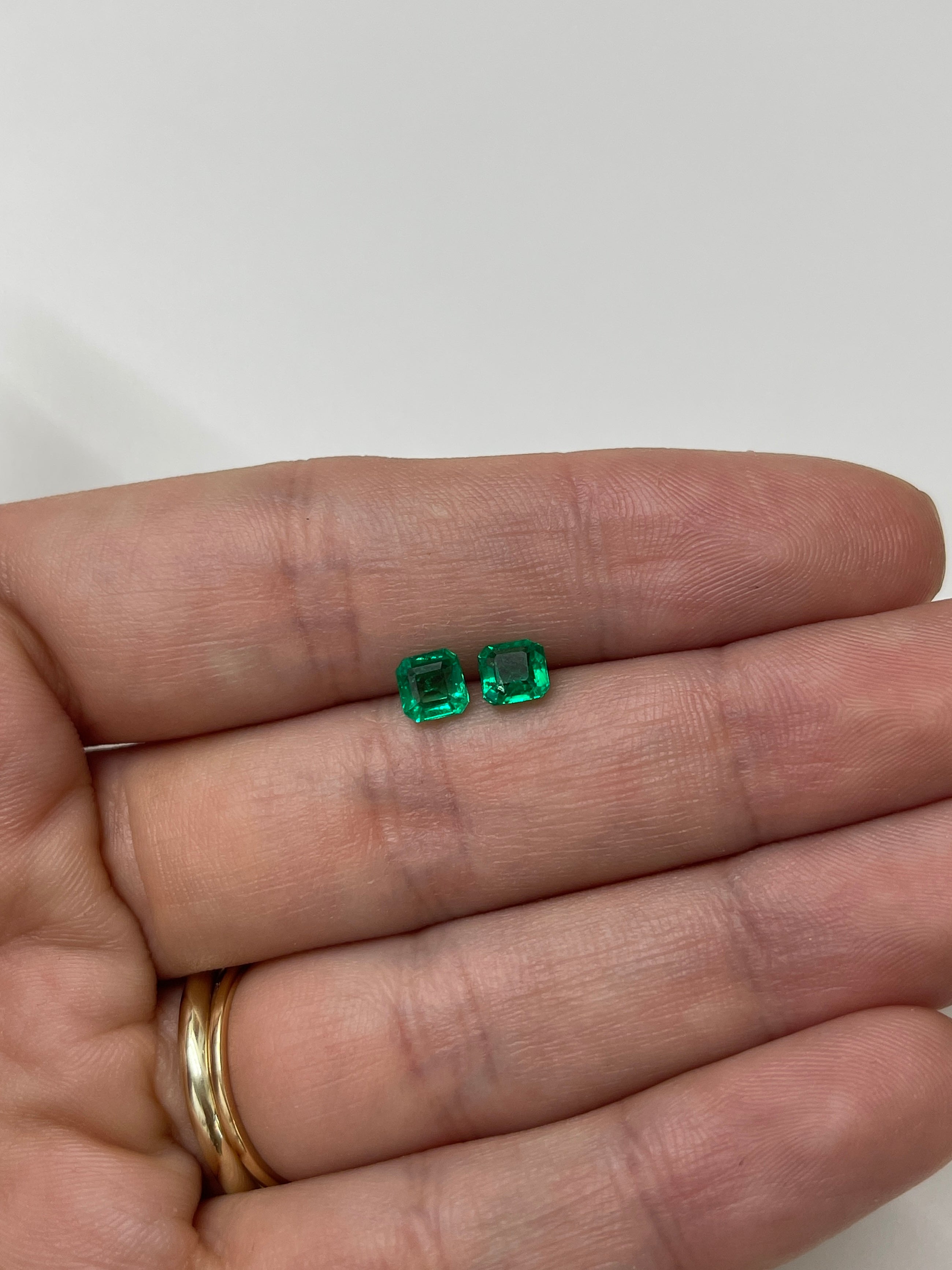 1.13tcw 5x5 Matching AAA Muzo Green Loose Colombian Emeralds-Asscher Cut