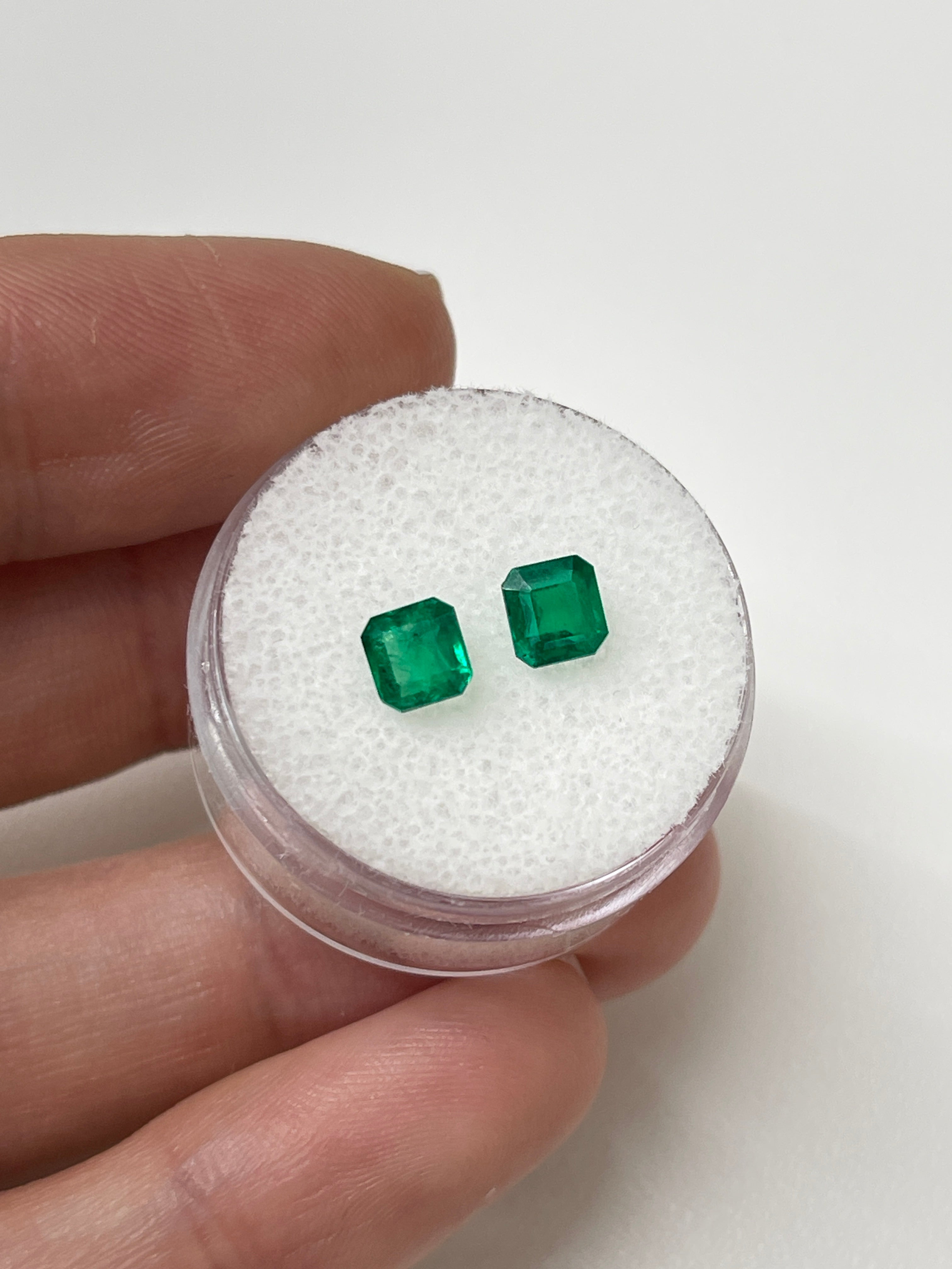 1.22tcw 5x5 Matching AAA Muzo Green Loose Colombian Emeralds-Asscher Cut