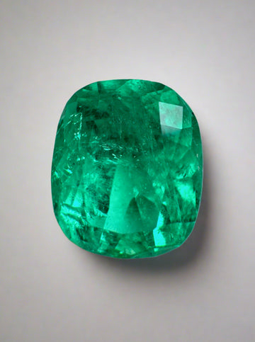 3.84 Carat 10.4x9 Intense Medium Green Natural Loose Colombian Emerald-Cushion Cut