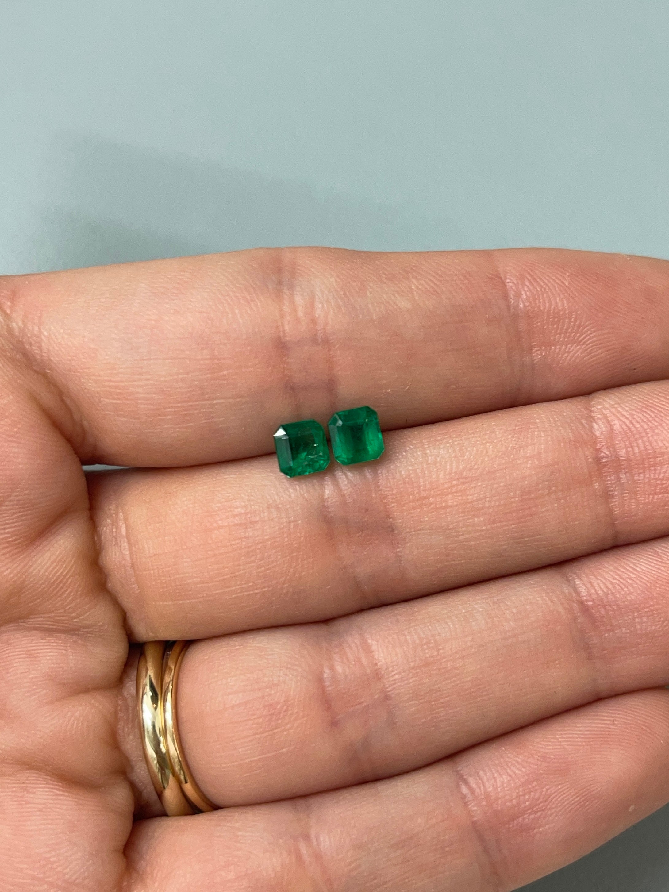 1.22tcw 5x5 Matching AAA Muzo Green Loose Colombian Emeralds-Asscher Cut