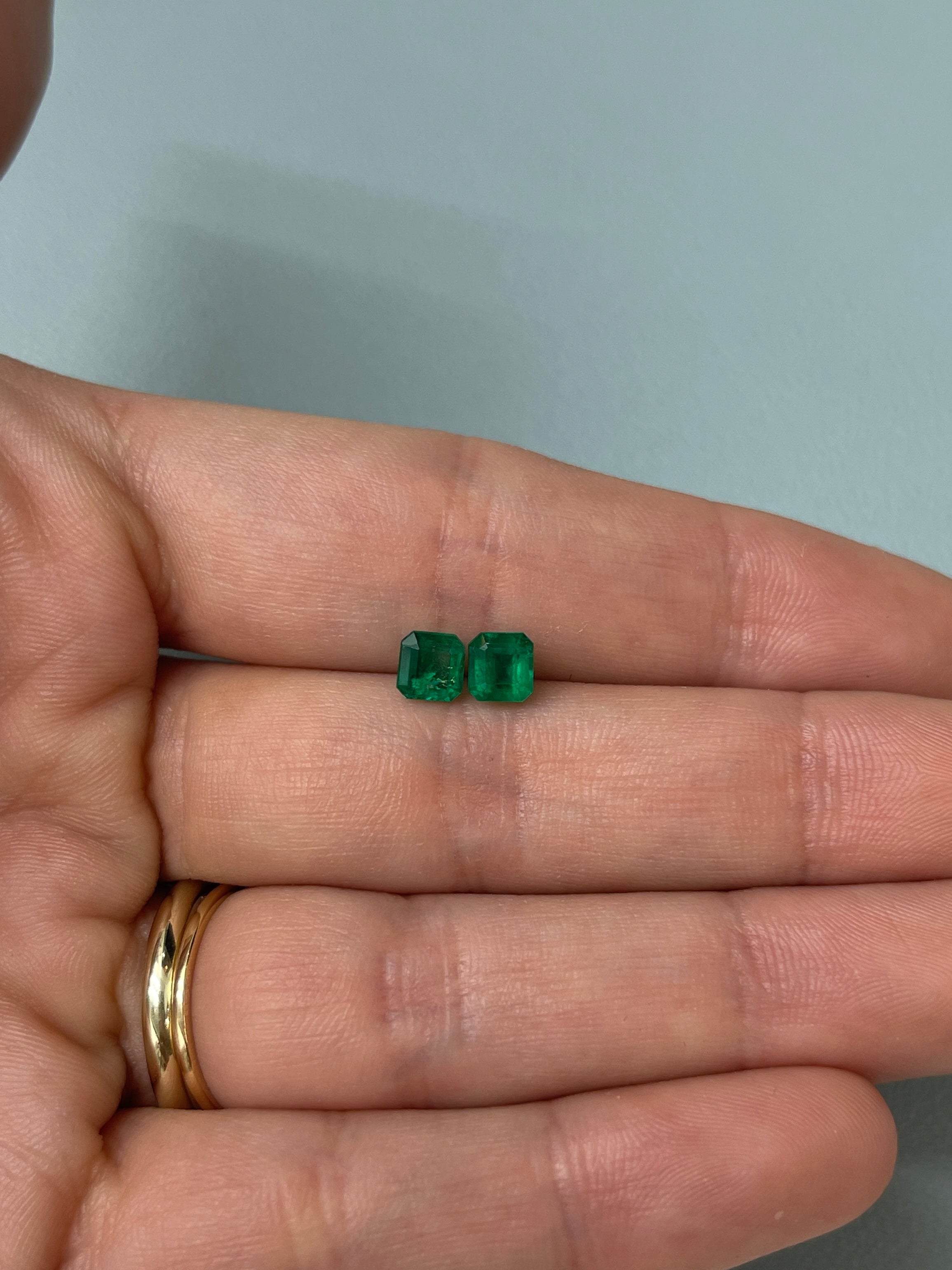 1.22tcw 5x5 Matching AAA Muzo Green Loose Colombian Emeralds-Asscher Cut