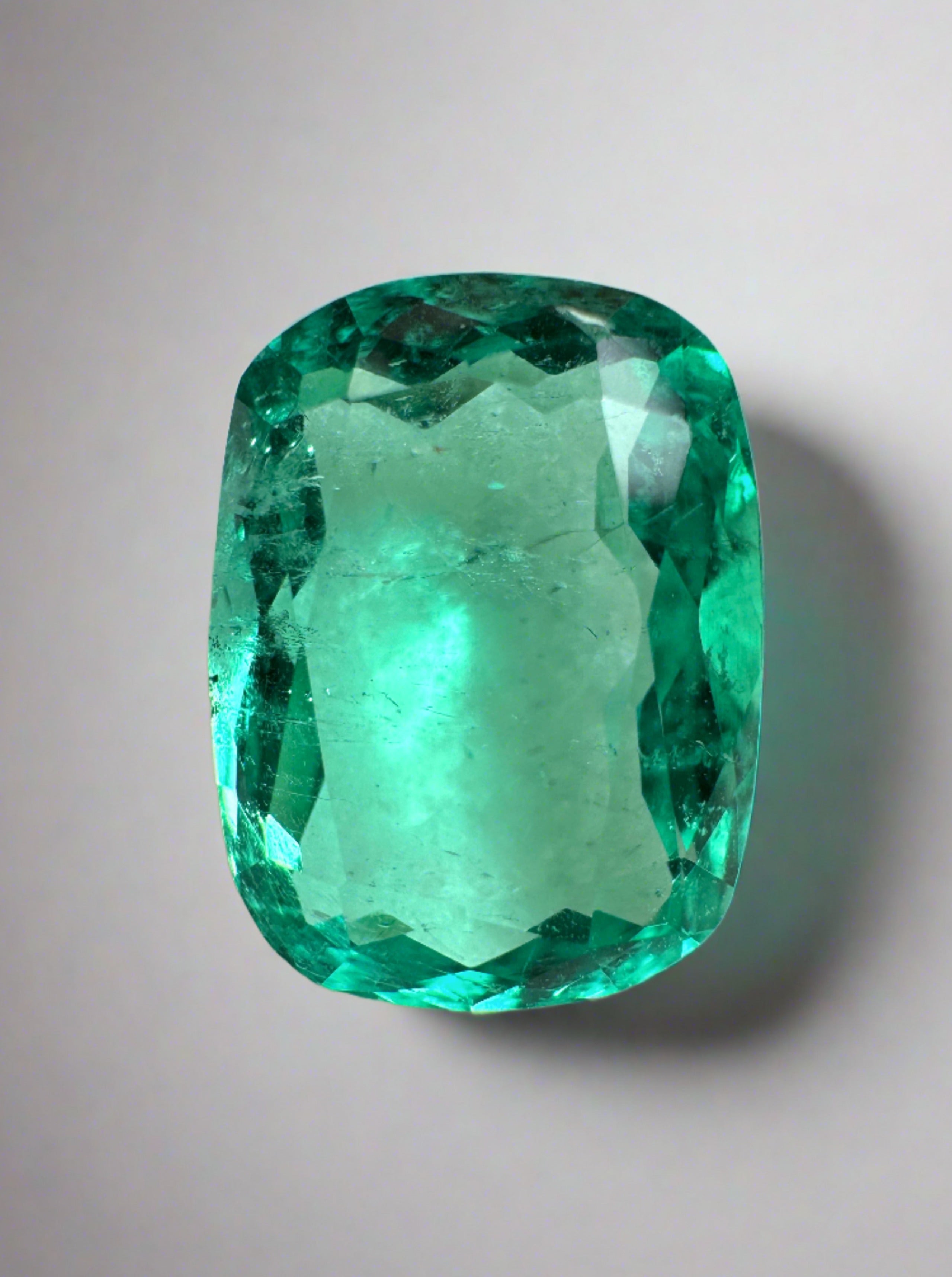 4.07 Carat 12x9 Large Spread Green Natural Loose Colombian Emerald-Elongated Cushion Cut - JR Colombian Emeralds