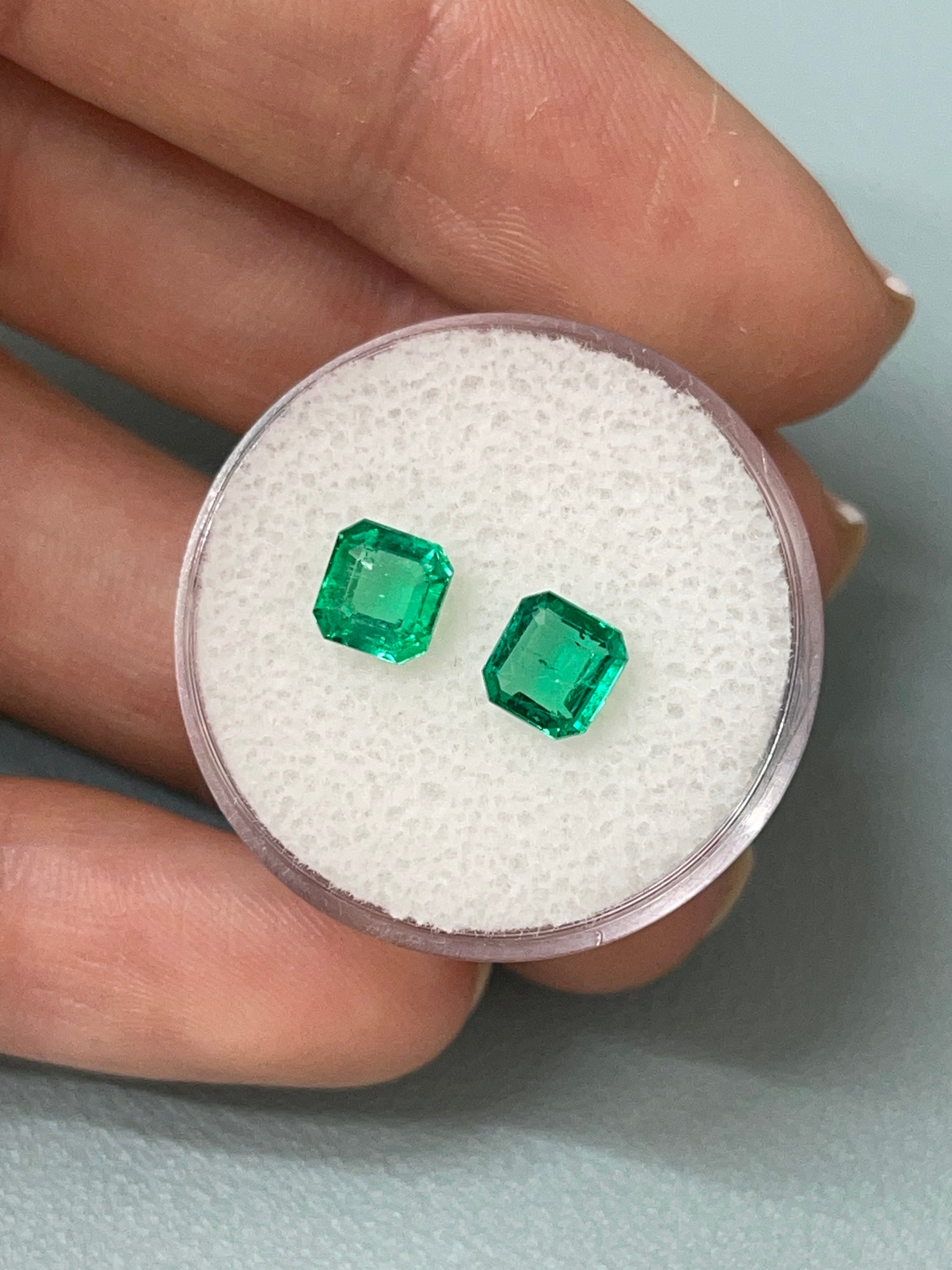 1.46tcw 5.5x5.5 Matching Muzo Green Loose Colombian Emeralds-Asscher Cut