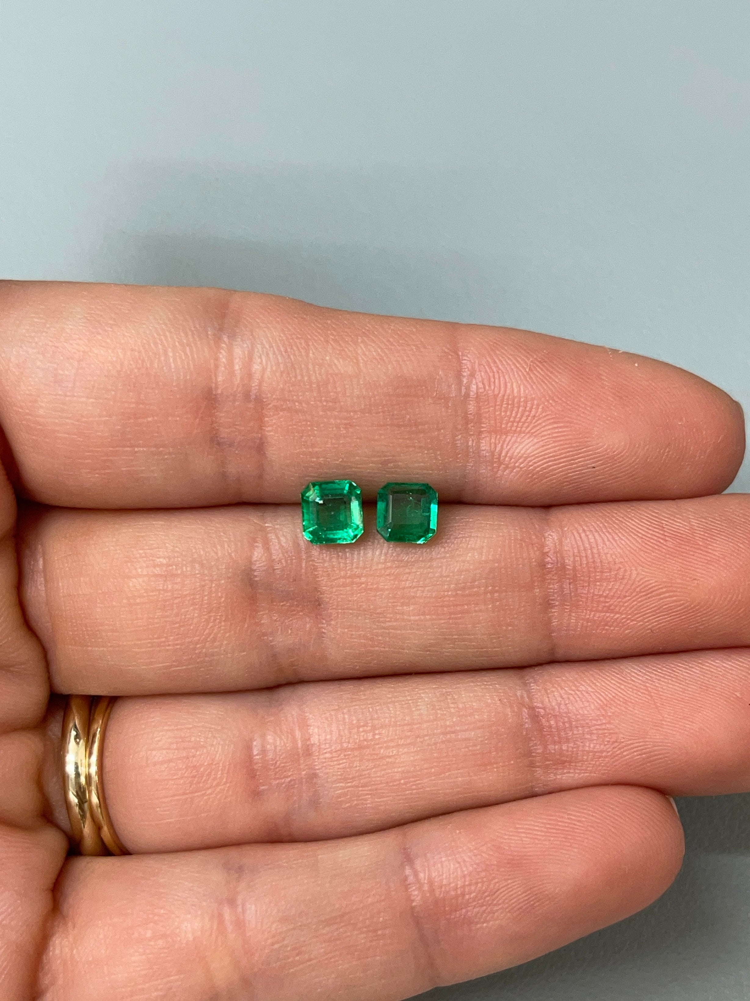 1.46tcw 5.5x5.5 Matching Muzo Green Loose Colombian Emeralds-Asscher Cut