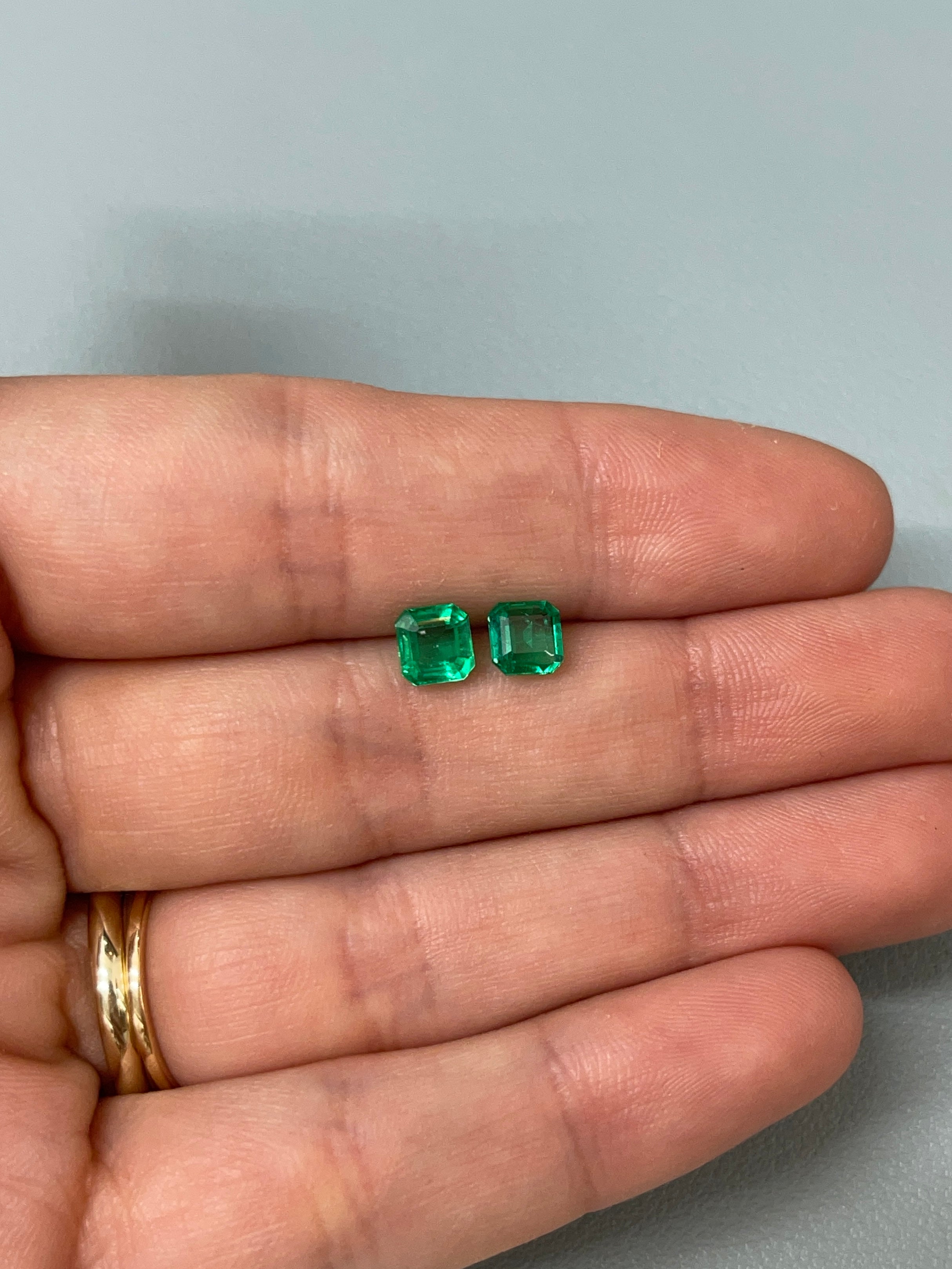 1.46tcw 5.5x5.5 Matching Muzo Green Loose Colombian Emeralds-Asscher Cut