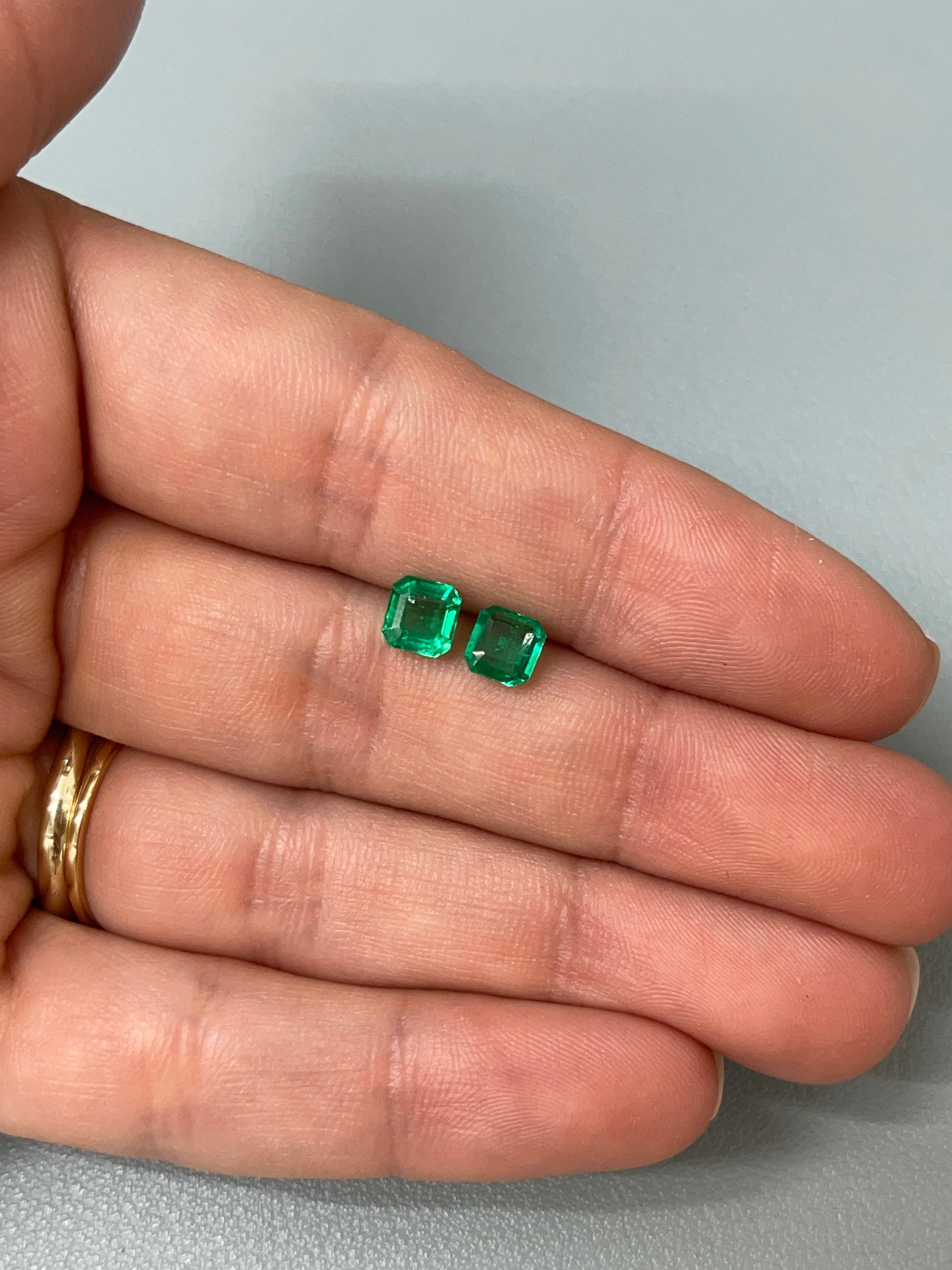 1.46tcw 5.5x5.5 Matching Muzo Green Loose Colombian Emeralds-Asscher Cut