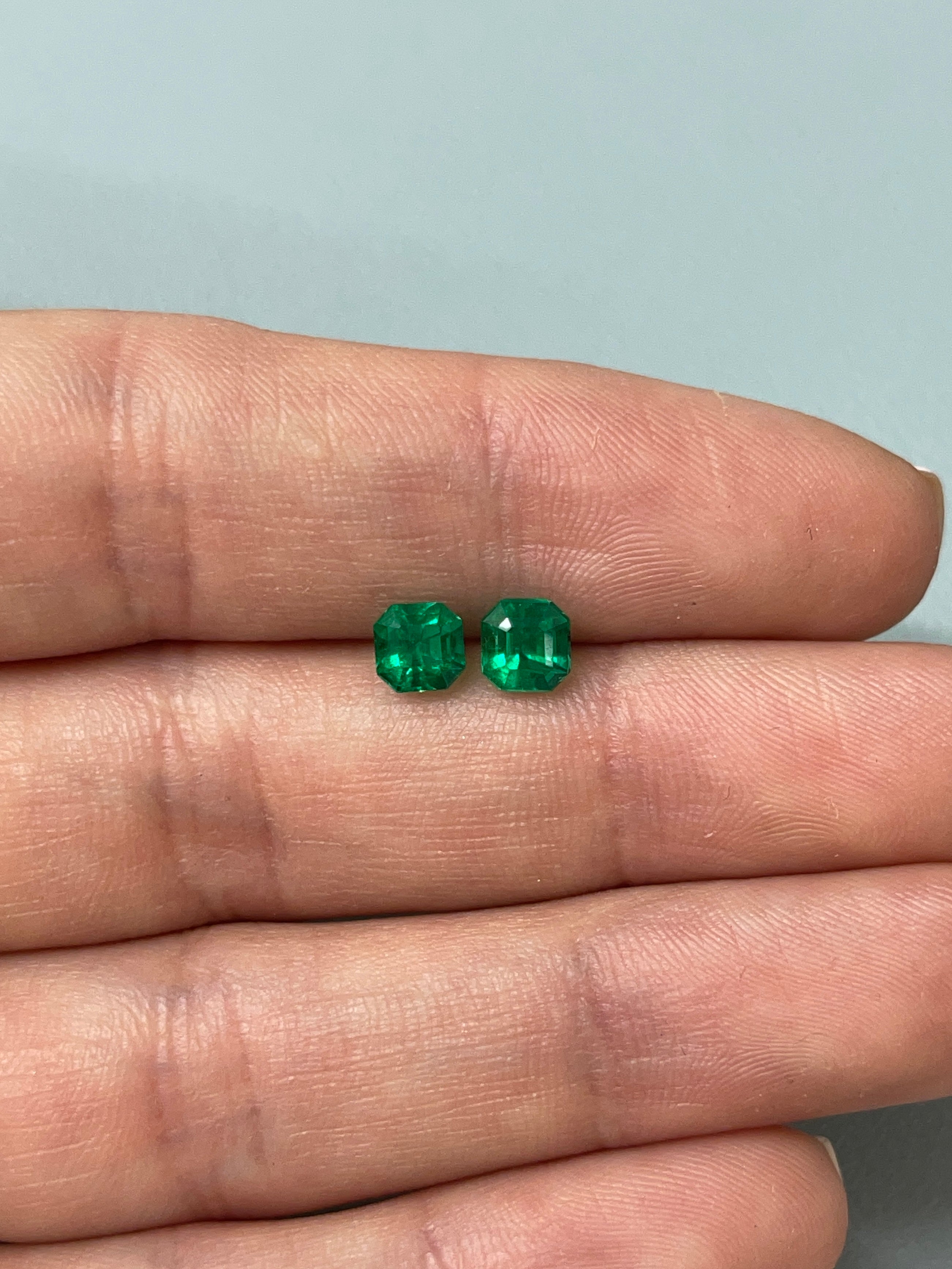 1.48tcw 5.5x5.5 AAA+ Matching Muzo Green Loose Colombian Emeralds-Asscher Cut