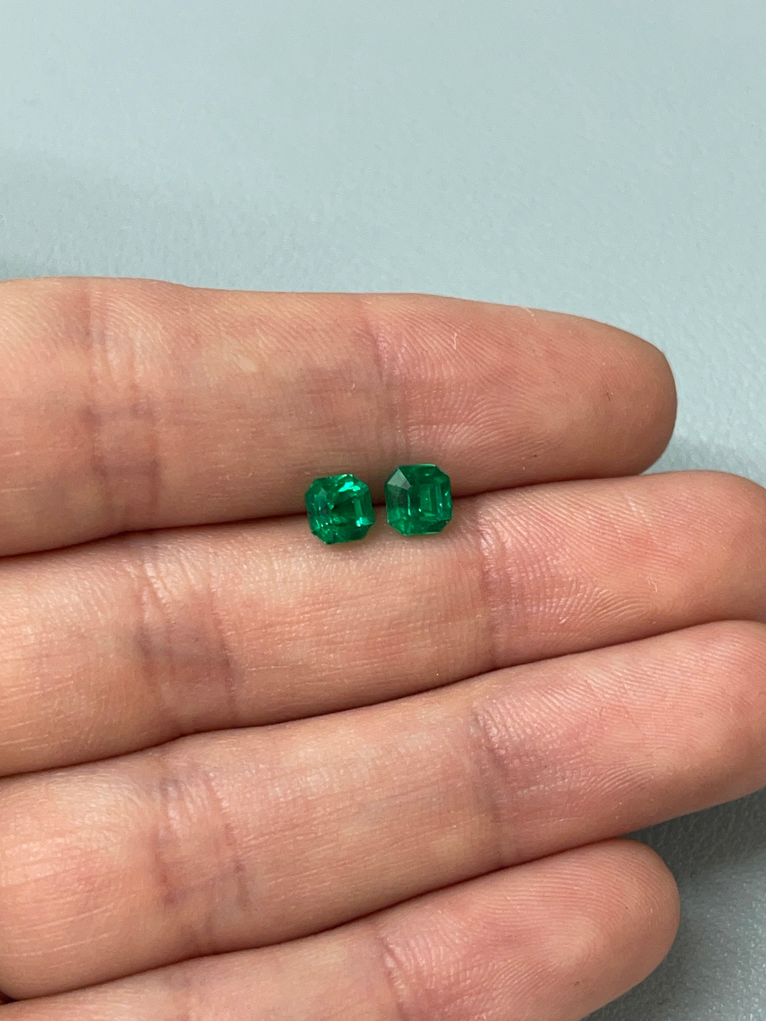 1.48tcw 5.5x5.5 AAA+ Matching Muzo Green Loose Colombian Emeralds-Asscher Cut