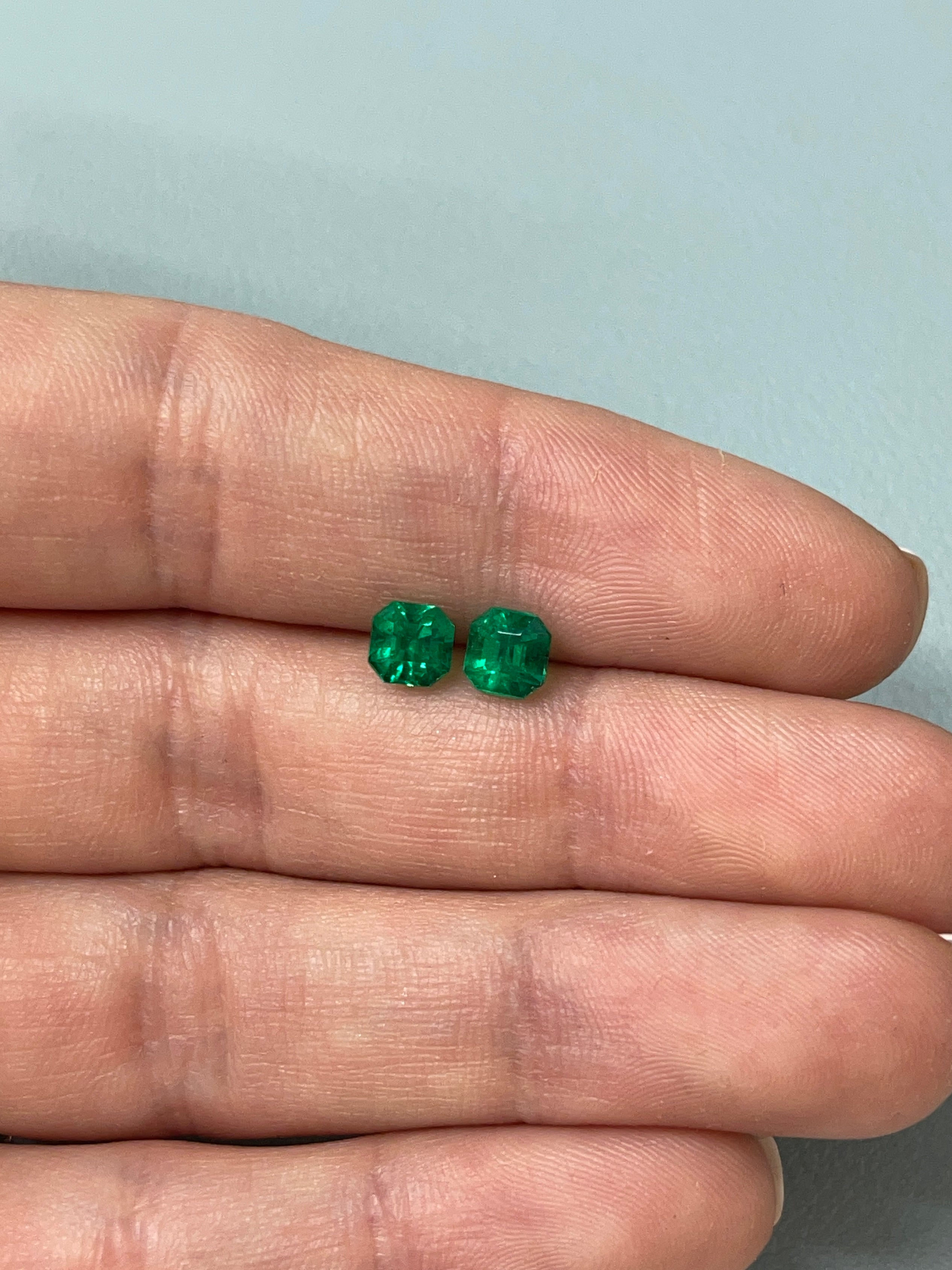 1.48tcw 5.5x5.5 AAA+ Matching Muzo Green Loose Colombian Emeralds-Asscher Cut