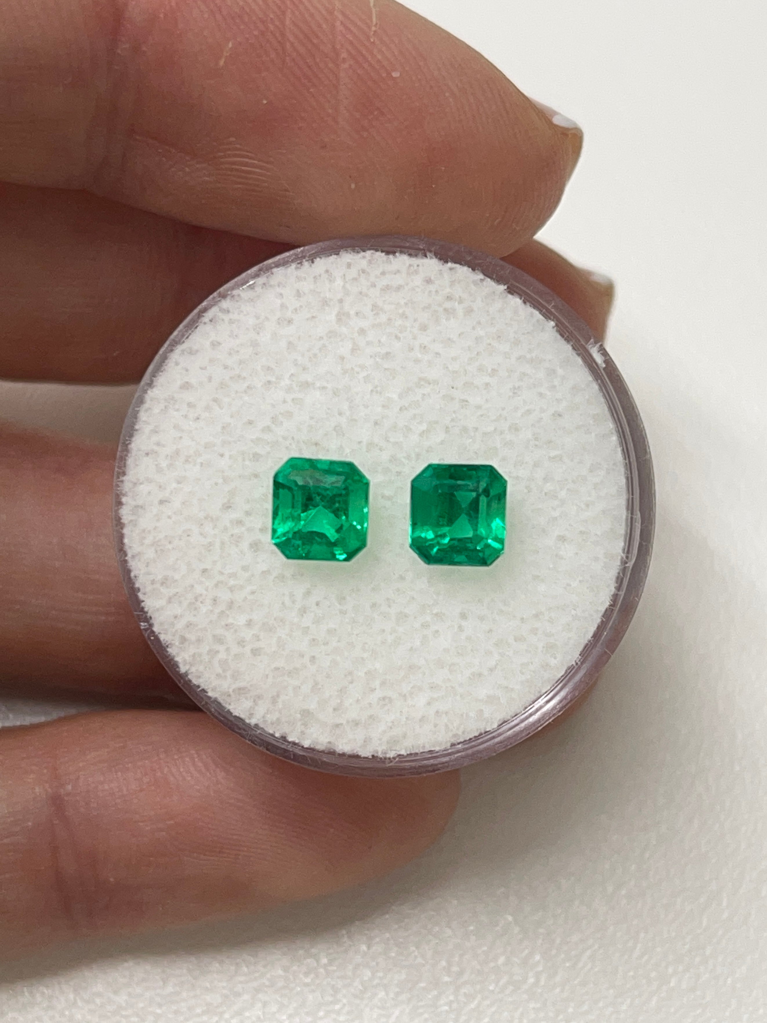 1.63tcw 5.5x5 AAA+ Matching Muzo Green Loose Colombian Emeralds-Asscher Cut