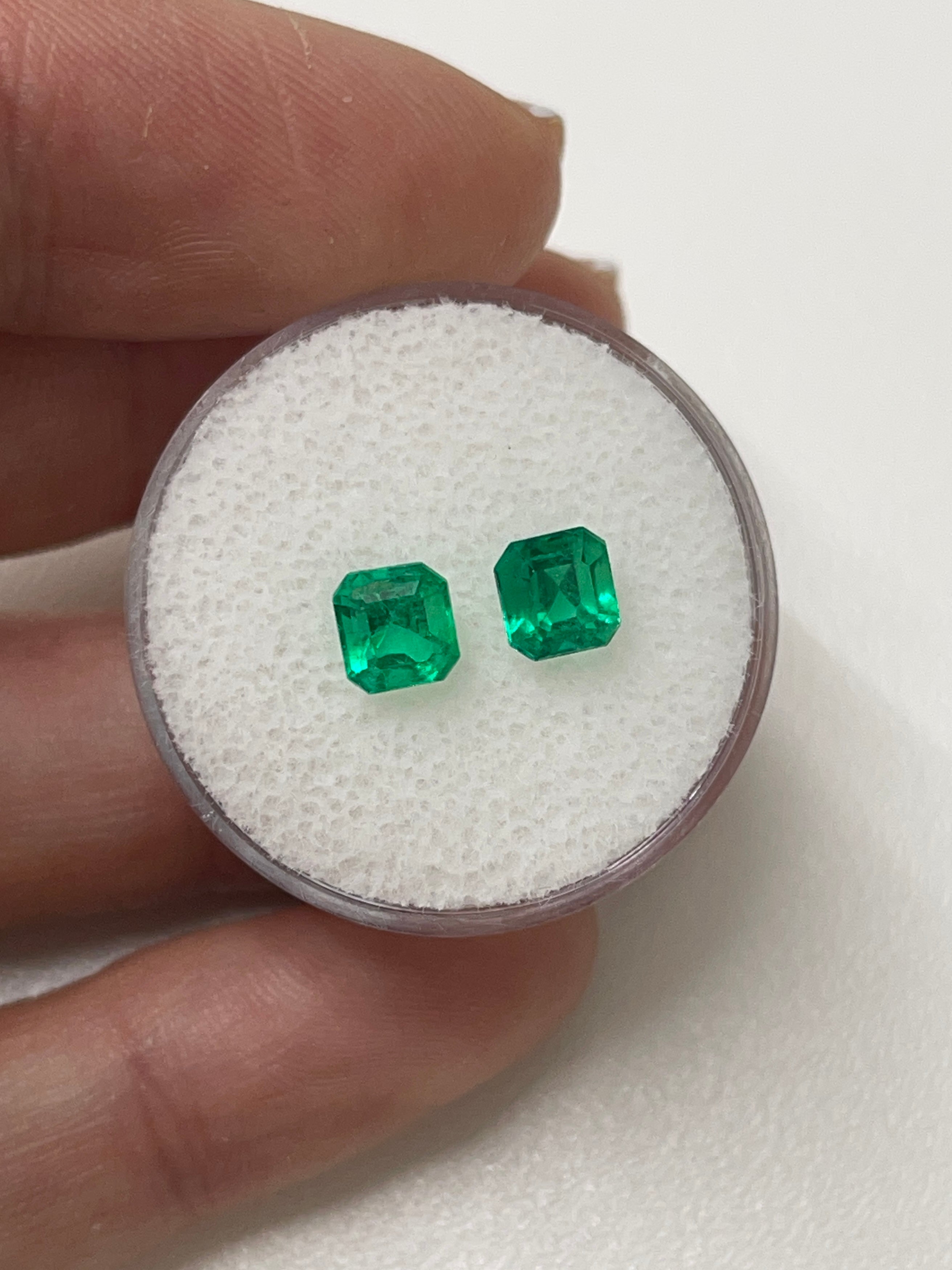 1.63tcw 5.5x5 AAA+ Matching Muzo Green Loose Colombian Emeralds-Asscher Cut