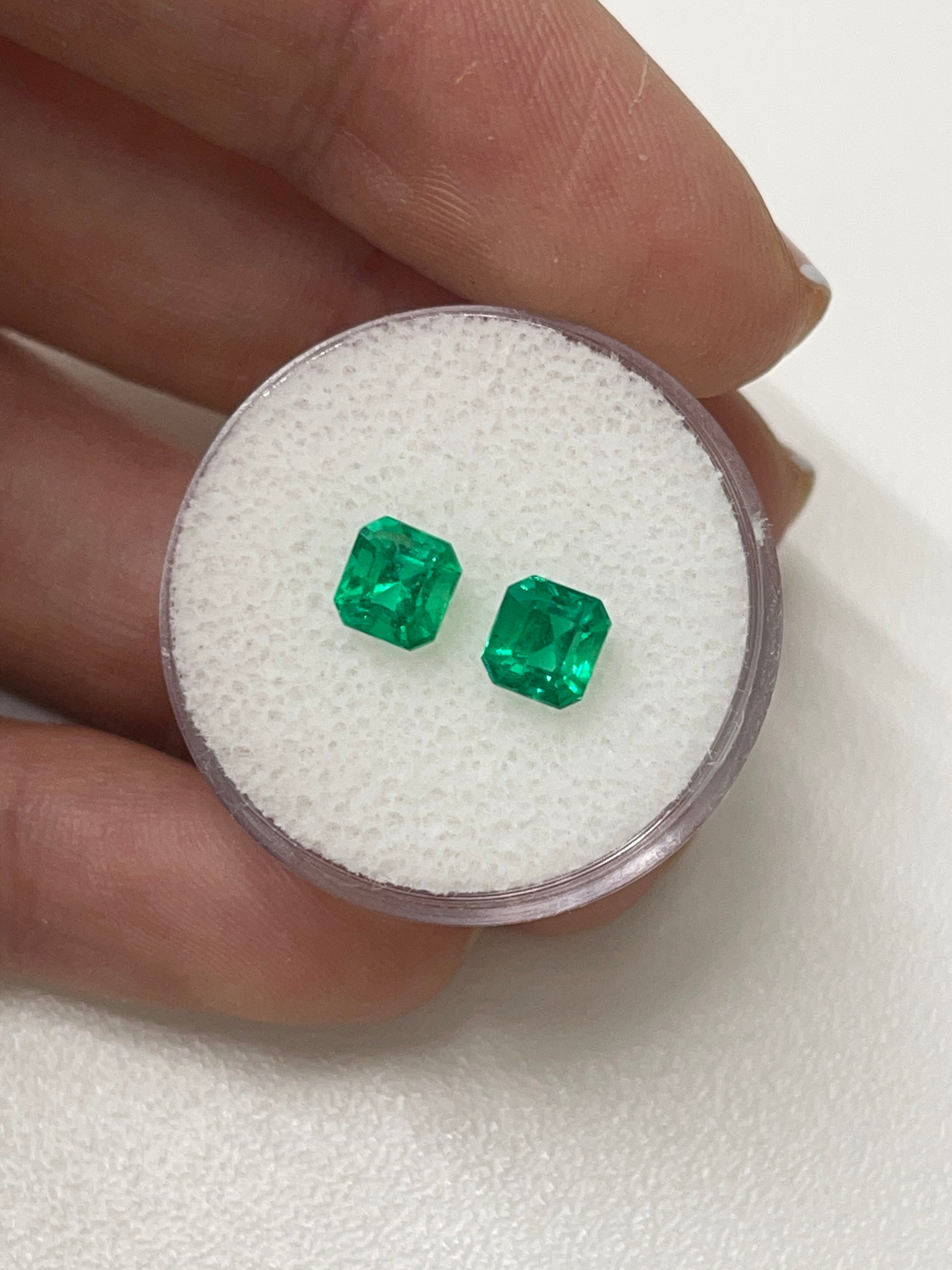 1.63tcw 5.5x5 AAA+ Matching Muzo Green Loose Colombian Emeralds-Asscher Cut