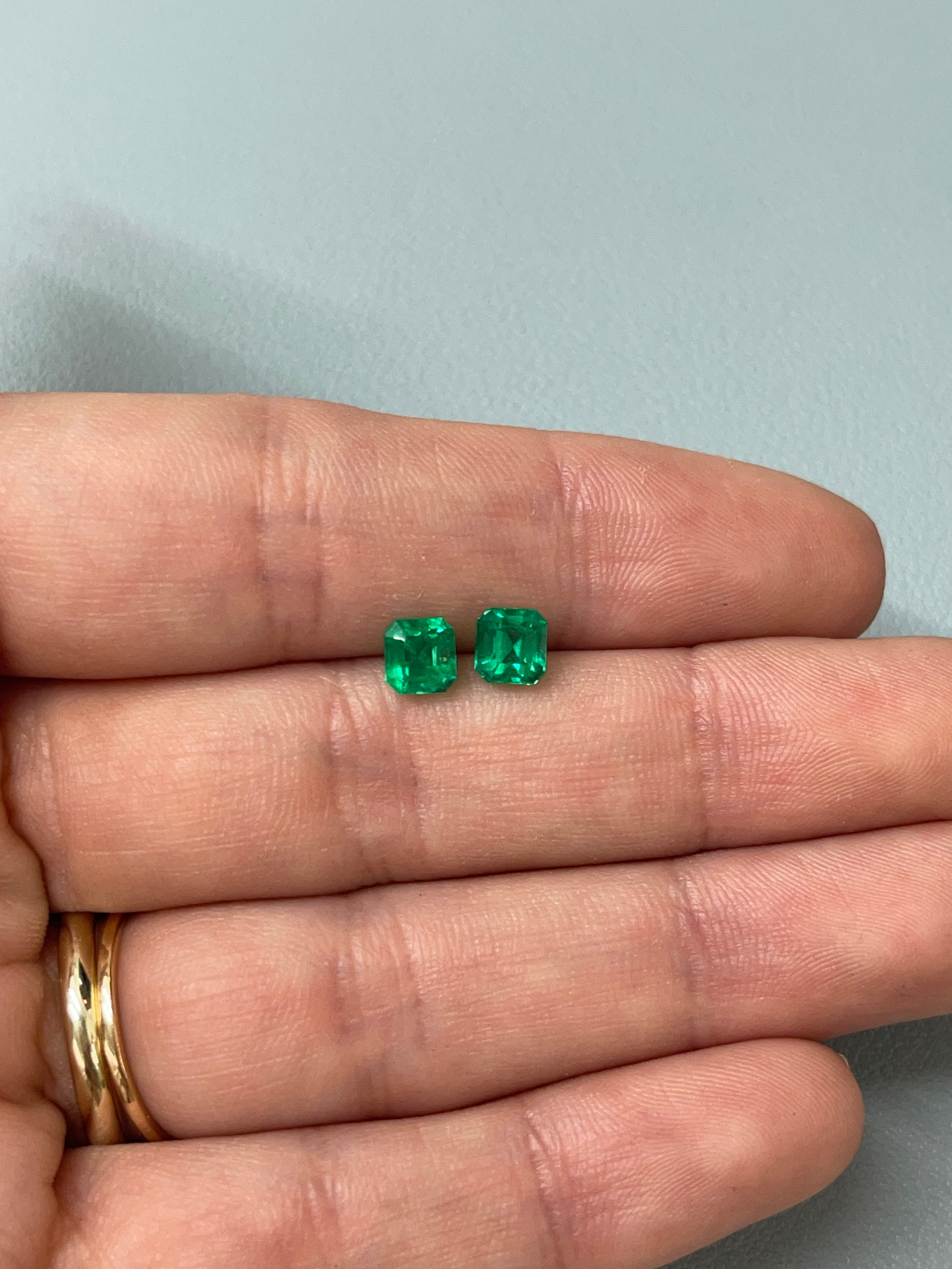 1.63tcw 5.5x5 AAA+ Matching Muzo Green Loose Colombian Emeralds-Asscher Cut