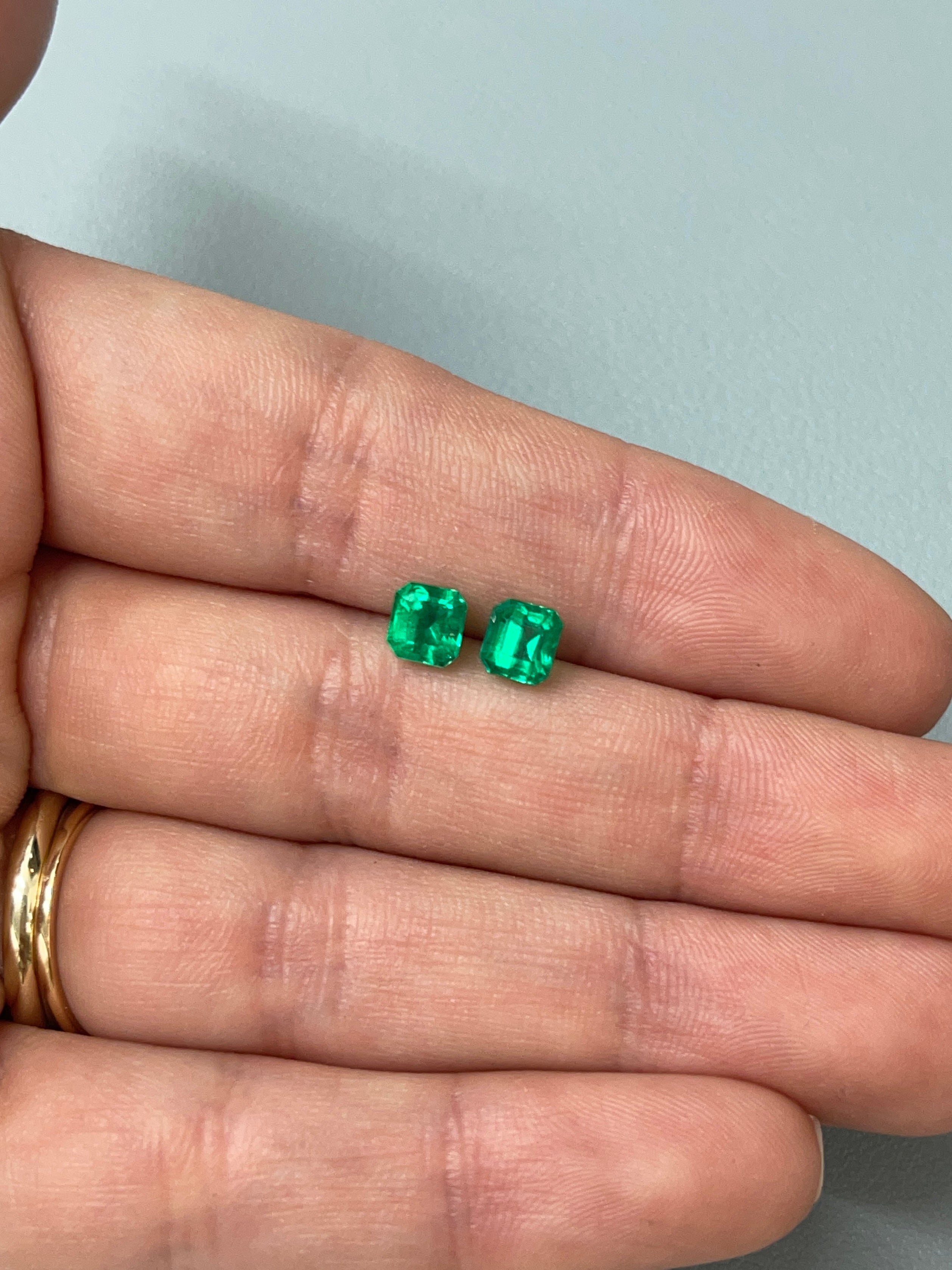 1.63tcw 5.5x5 AAA+ Matching Muzo Green Loose Colombian Emeralds-Asscher Cut