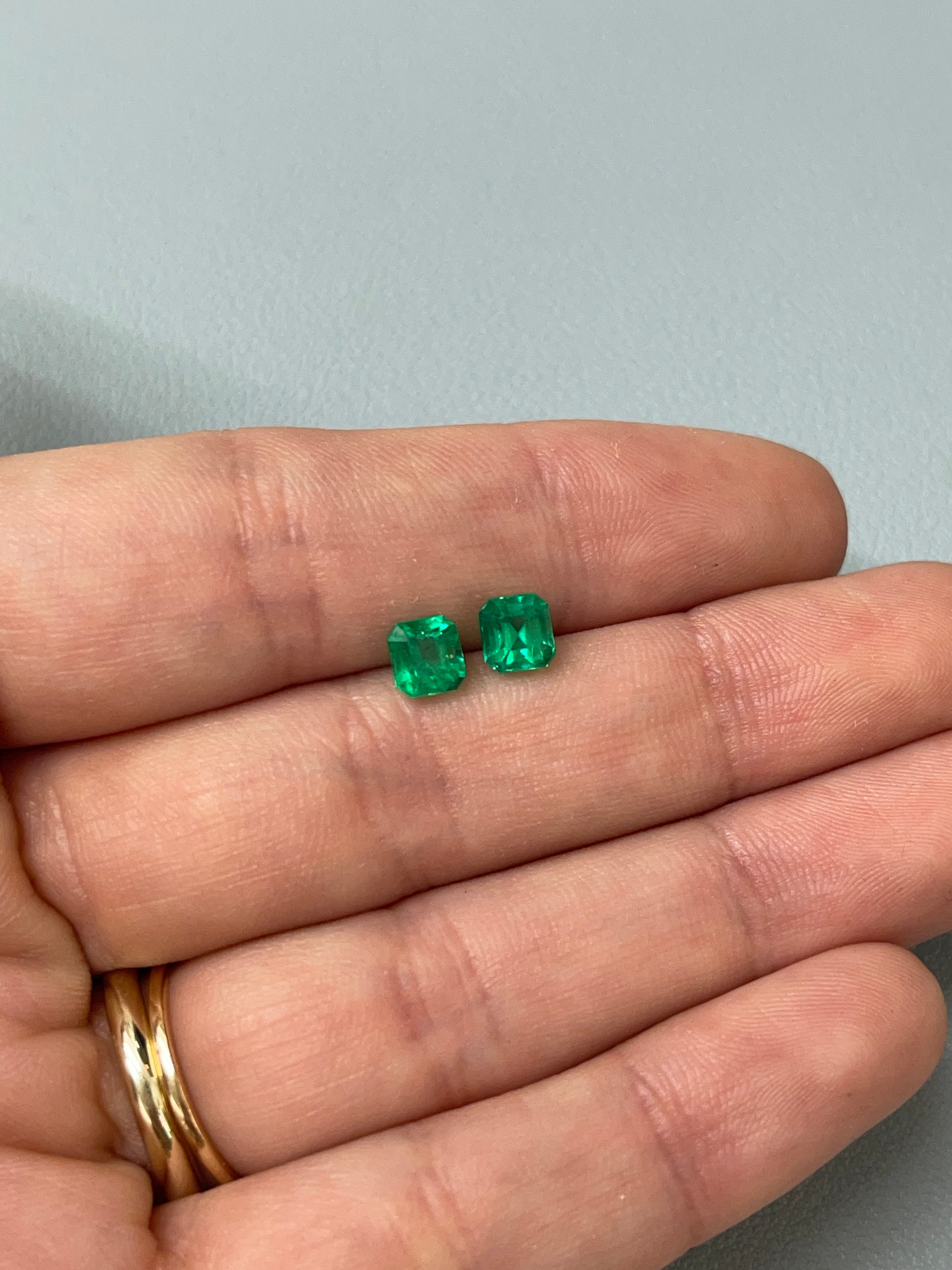 1.63tcw 5.5x5 AAA+ Matching Muzo Green Loose Colombian Emeralds-Asscher Cut