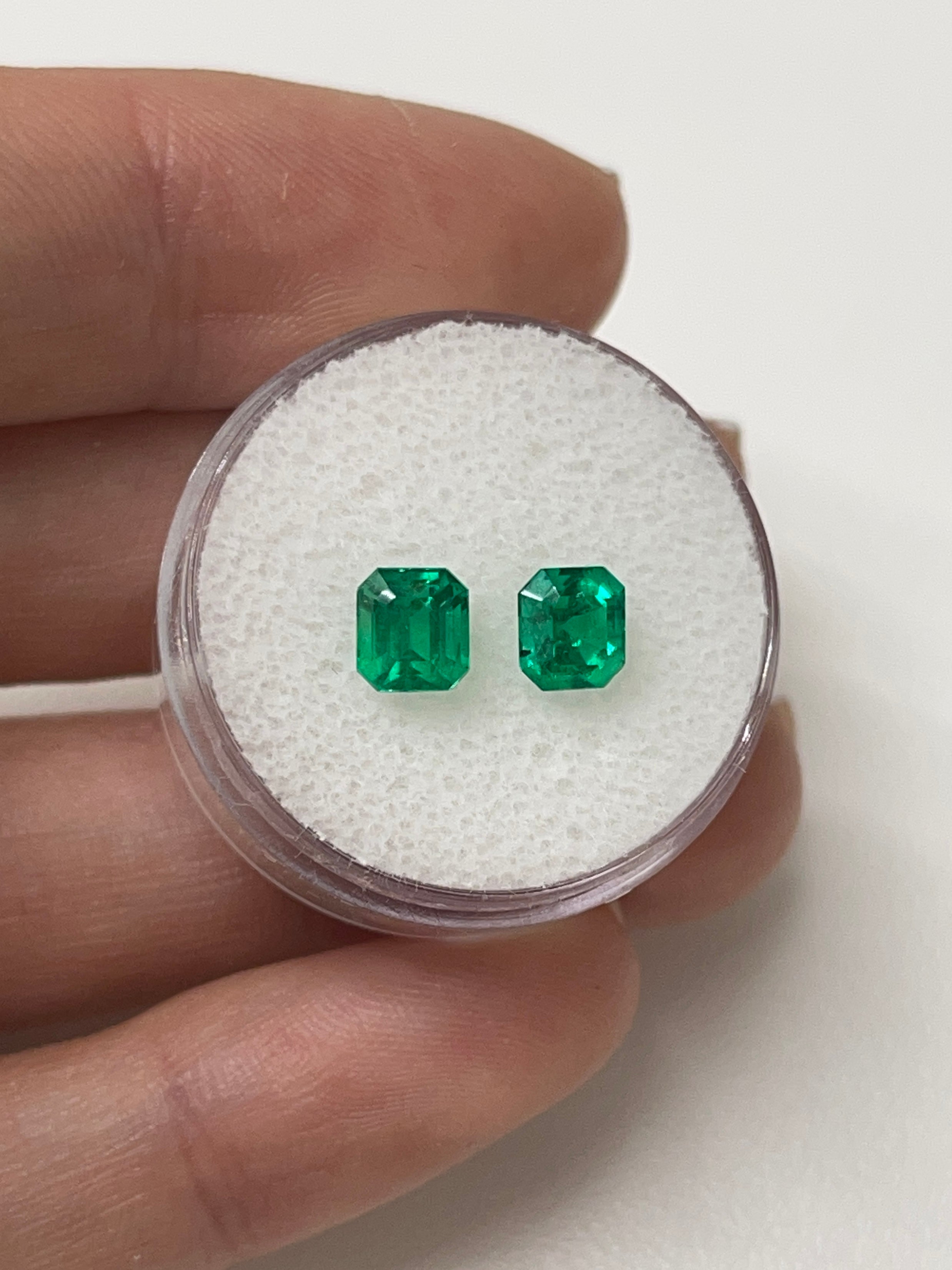 1.79tcw 5.5x5 Freckled Matching Muzo Green Loose Colombian Emeralds-Asscher Cut