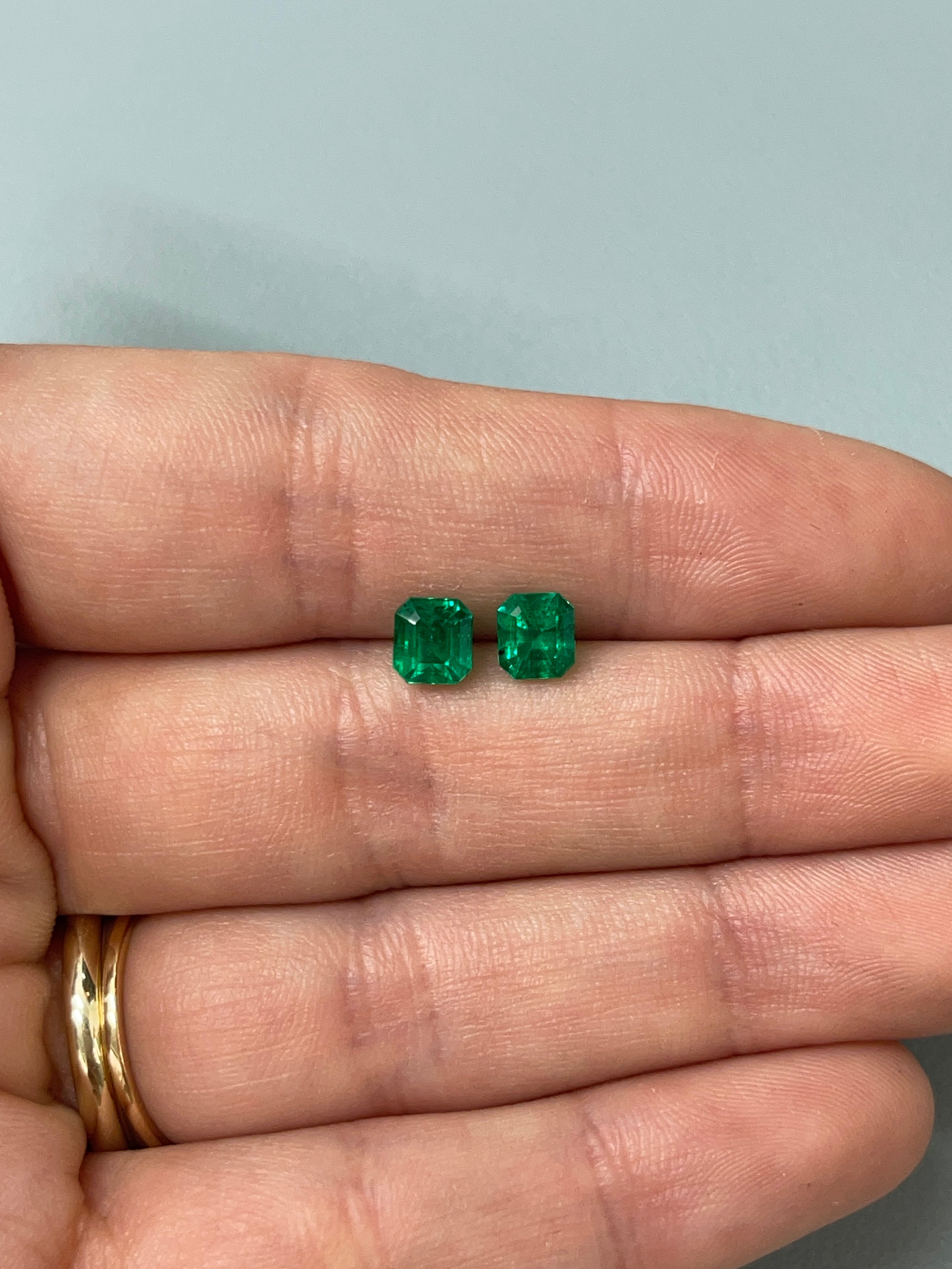 1.79tcw 5.5x5 Freckled Matching Muzo Green Loose Colombian Emeralds-Asscher Cut