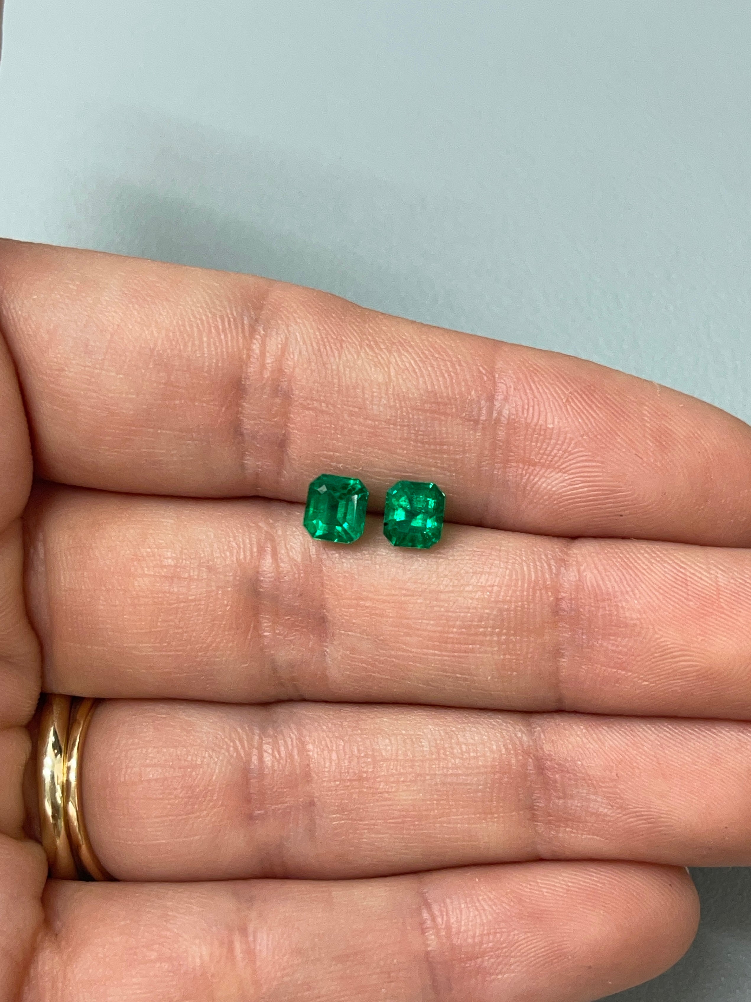 1.79tcw 5.5x5 Freckled Matching Muzo Green Loose Colombian Emeralds-Asscher Cut