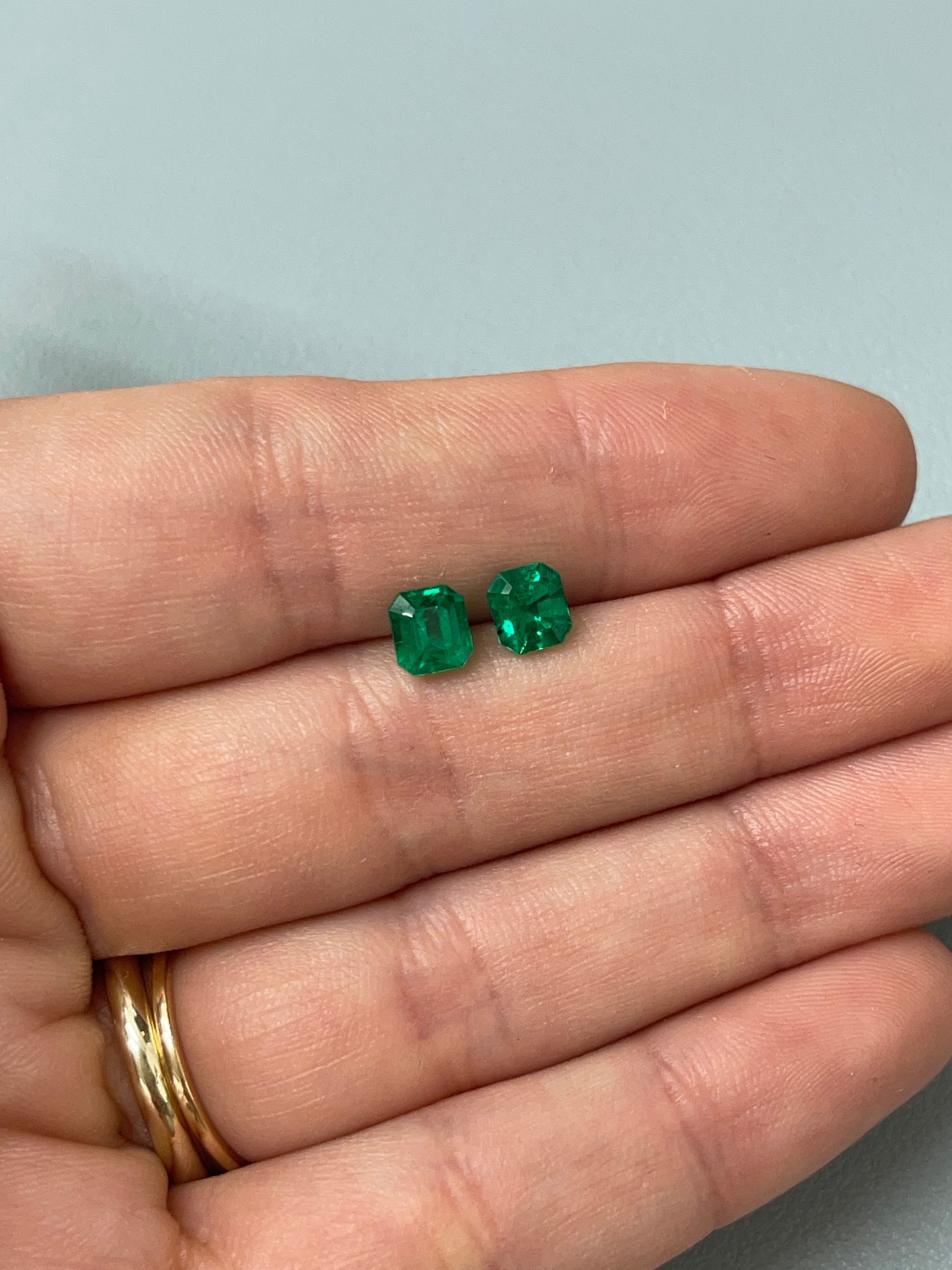 1.79tcw 5.5x5 Freckled Matching Muzo Green Loose Colombian Emeralds-Asscher Cut