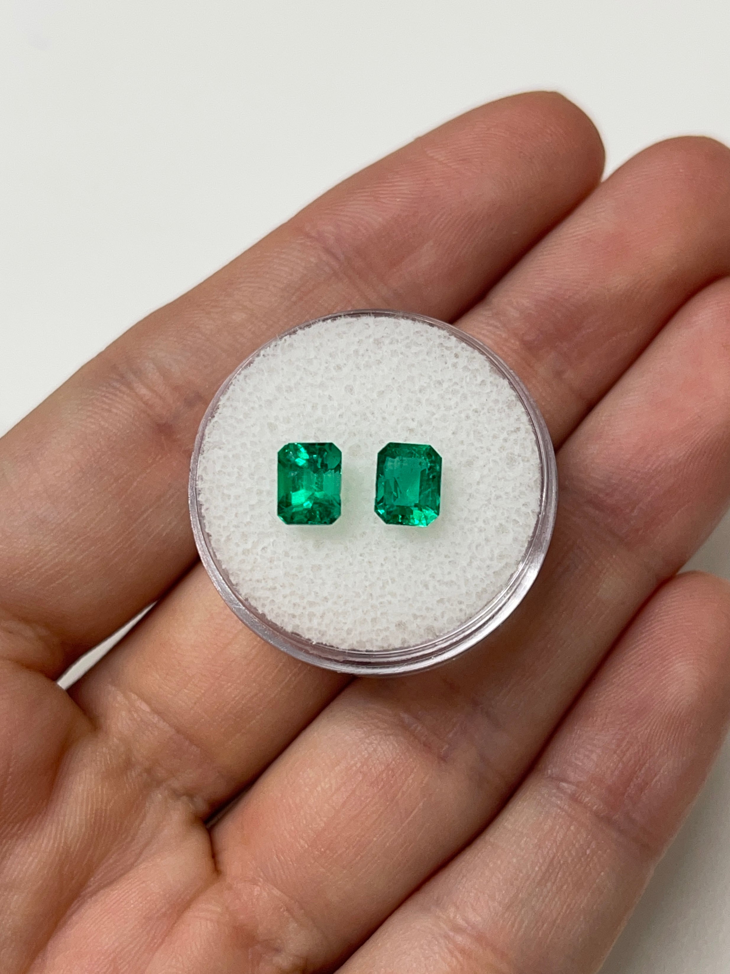 1.90tcw 6.5x5 AAA+ Muzo Matching Green Loose Colombian Emeralds-Emerald Cut