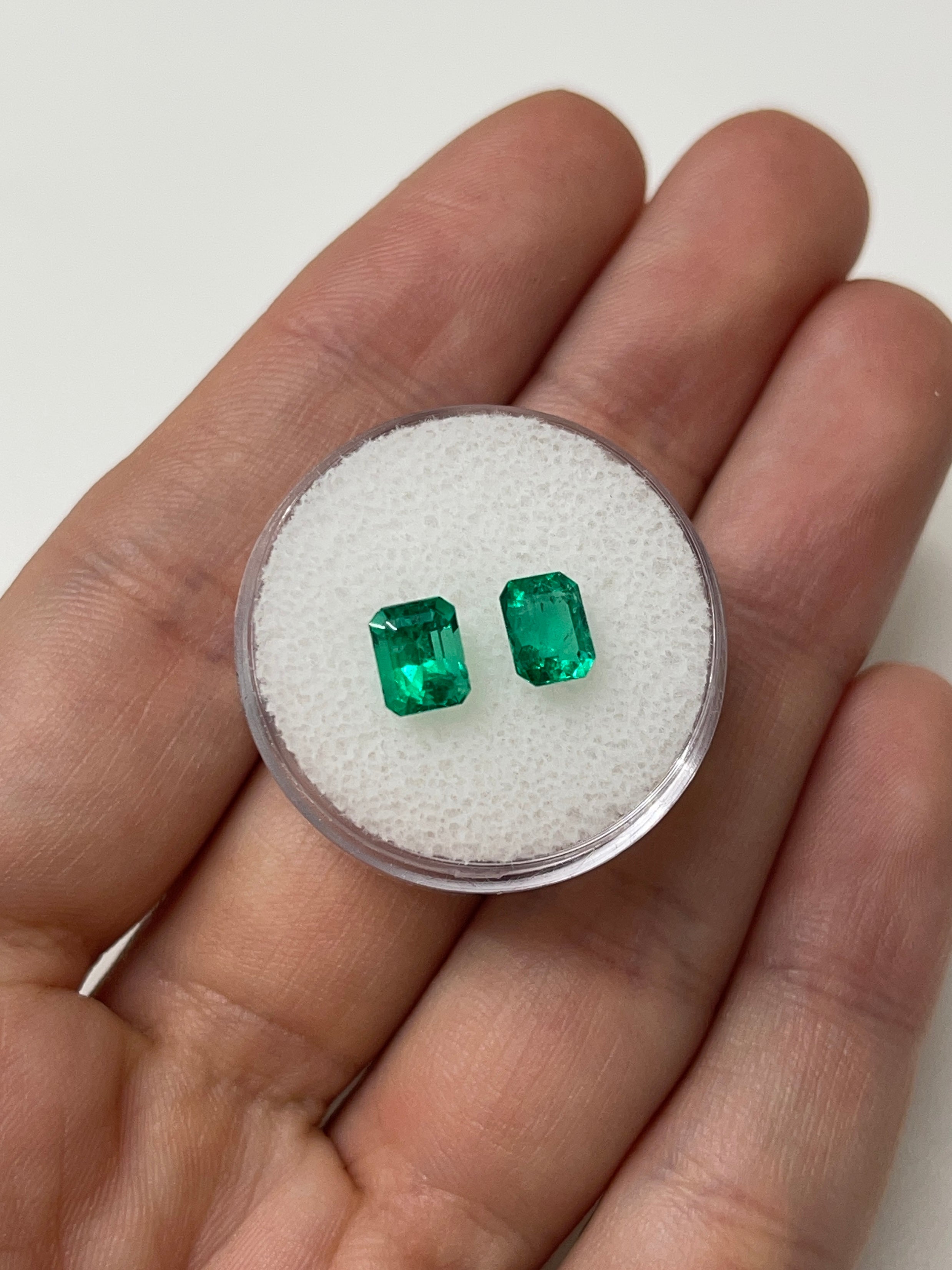 1.90tcw 6.5x5 AAA+ Muzo Matching Green Loose Colombian Emeralds-Emerald Cut