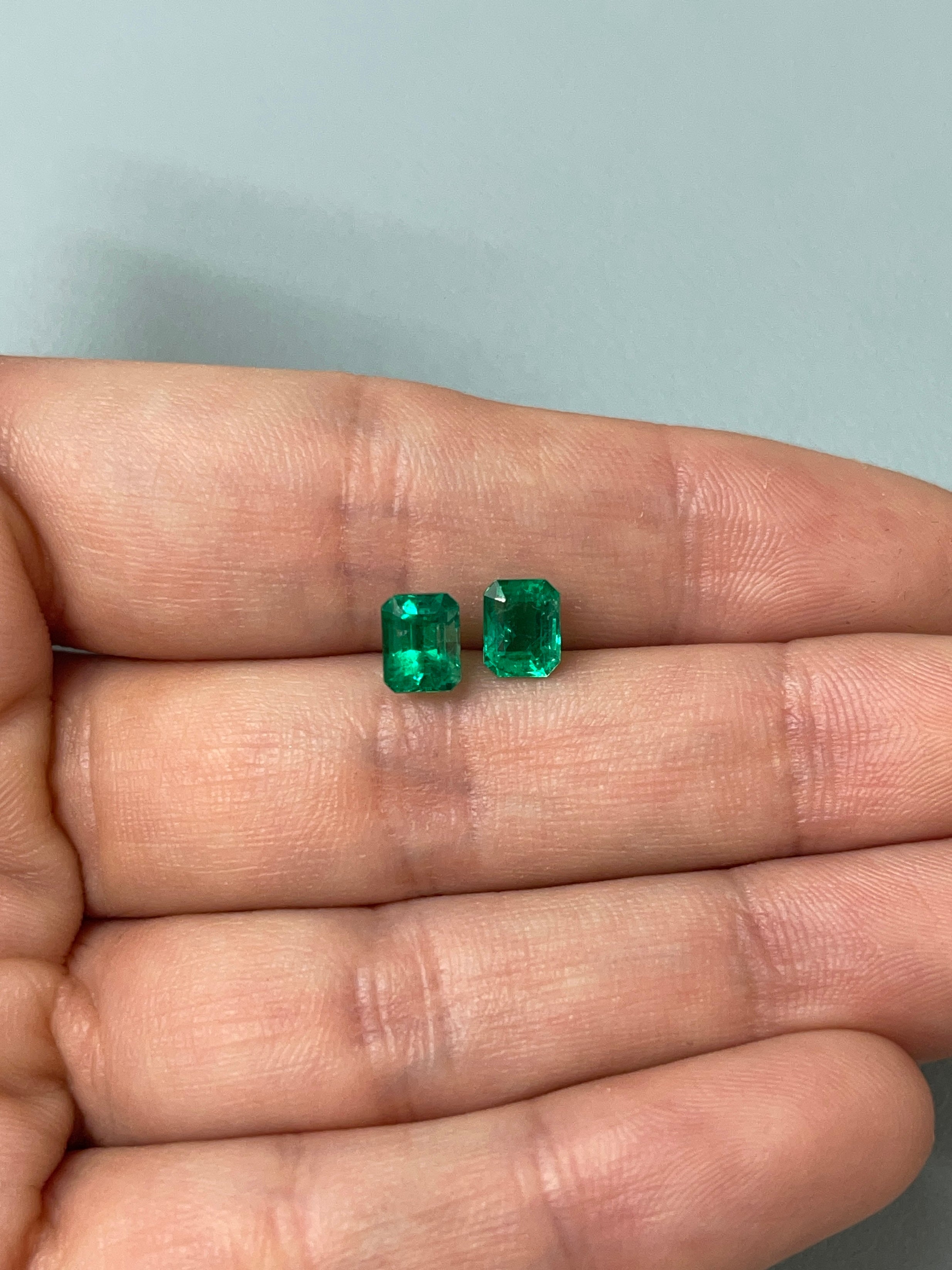 1.90tcw 6.5x5 AAA+ Muzo Matching Green Loose Colombian Emeralds-Emerald Cut