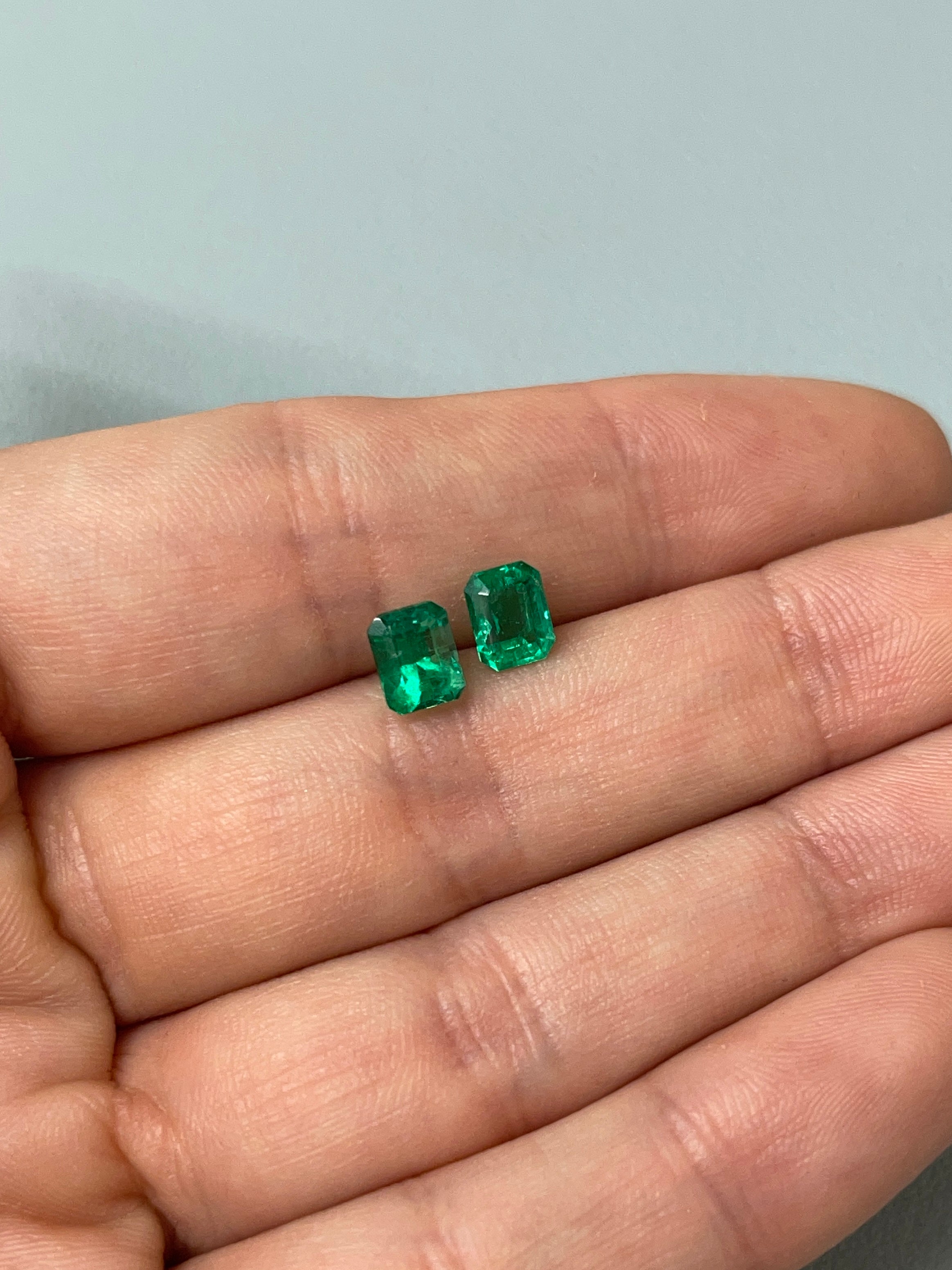 1.90tcw 6.5x5 AAA+ Muzo Matching Green Loose Colombian Emeralds-Emerald Cut