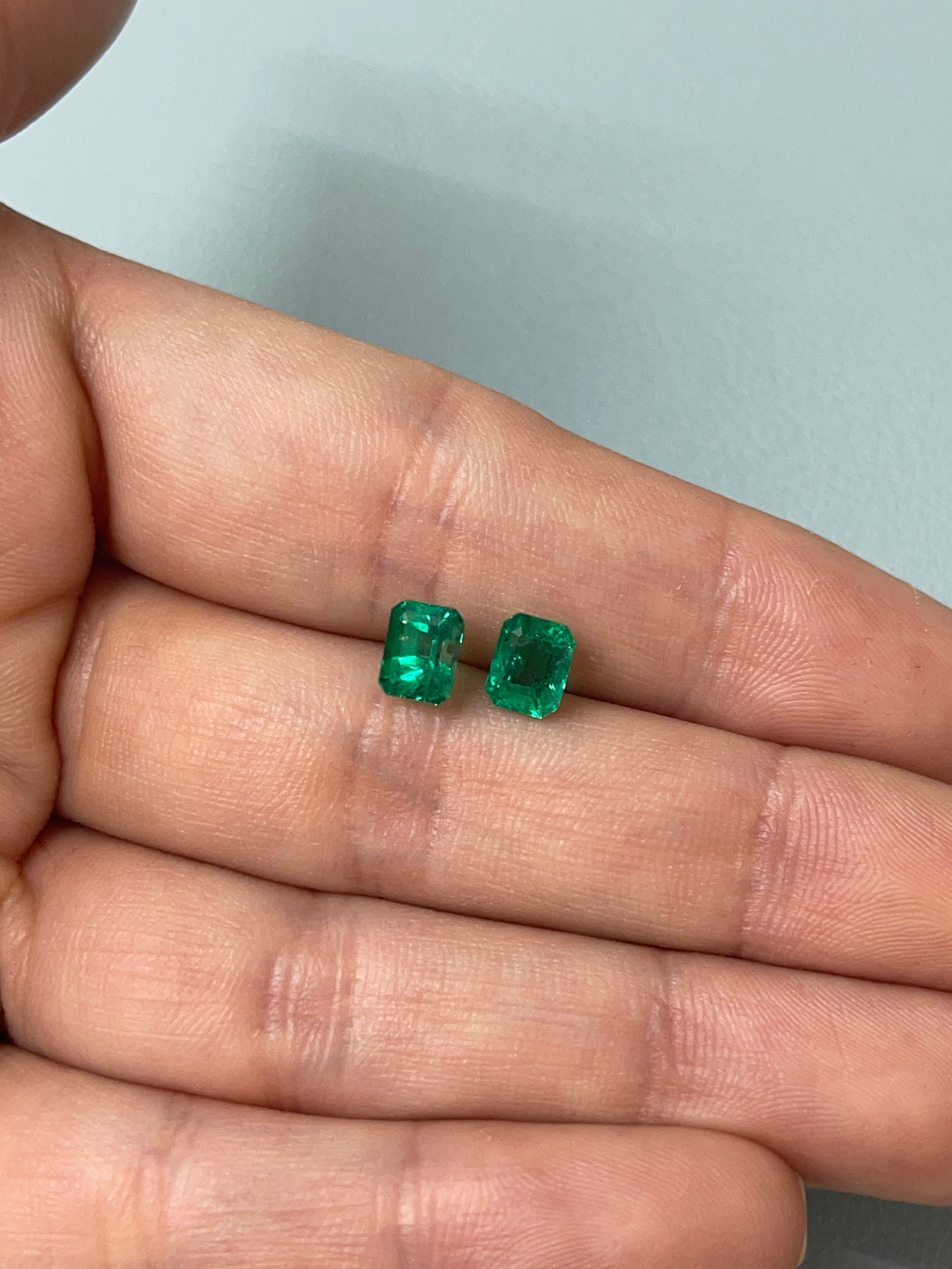 1.90tcw 6.5x5 AAA+ Muzo Matching Green Loose Colombian Emeralds-Emerald Cut