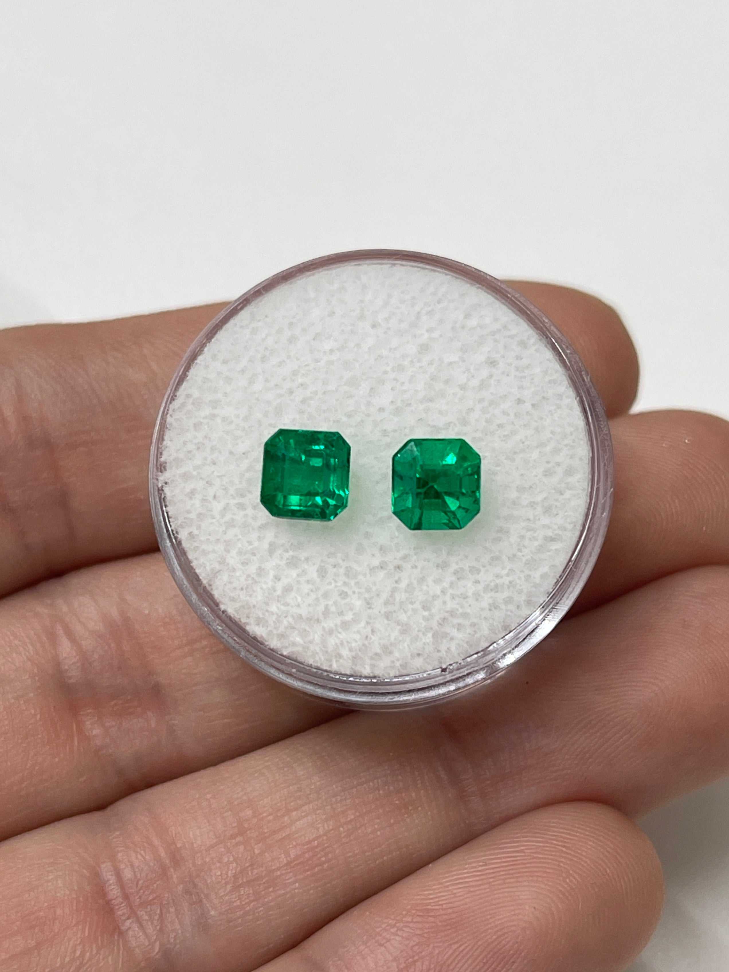 1.98tcw 5.7x5.6 AAA+ Matching Muzo Green Loose Colombian Emeralds-Asscher Cut