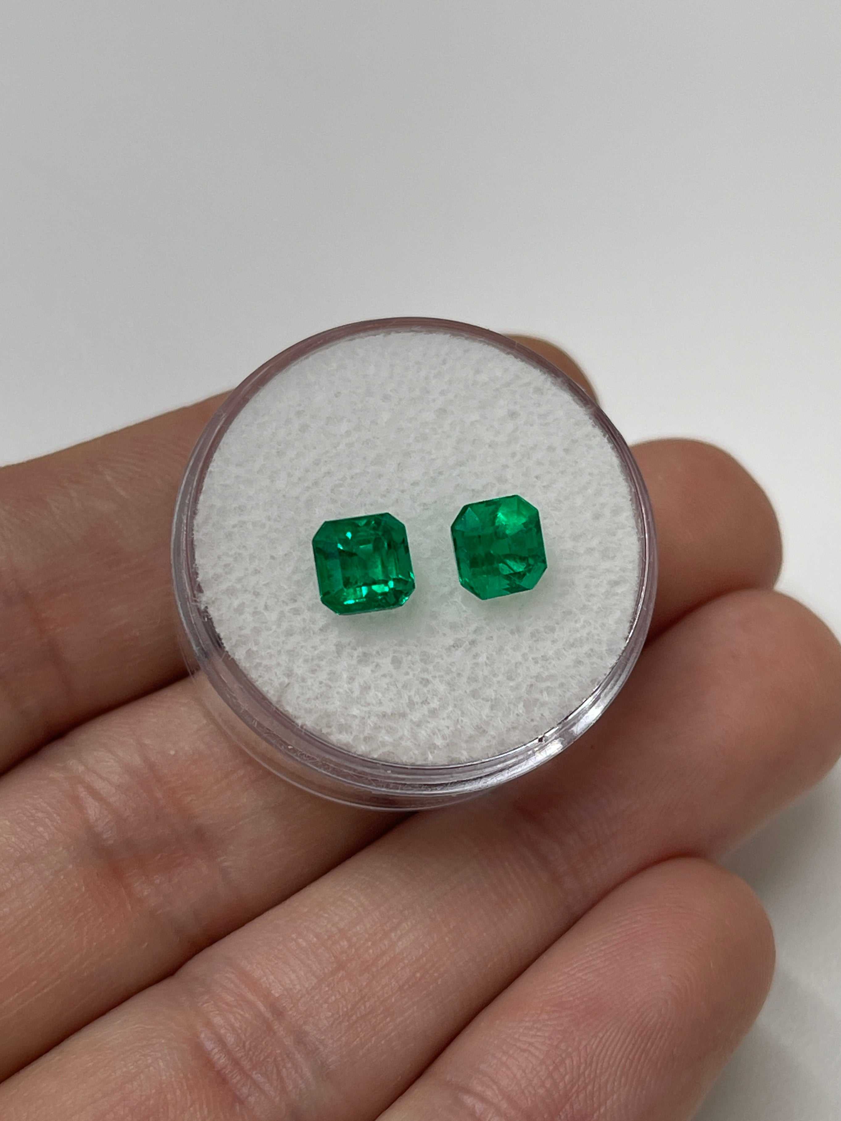 1.98tcw 5.7x5.6 AAA+ Matching Muzo Green Loose Colombian Emeralds-Asscher Cut