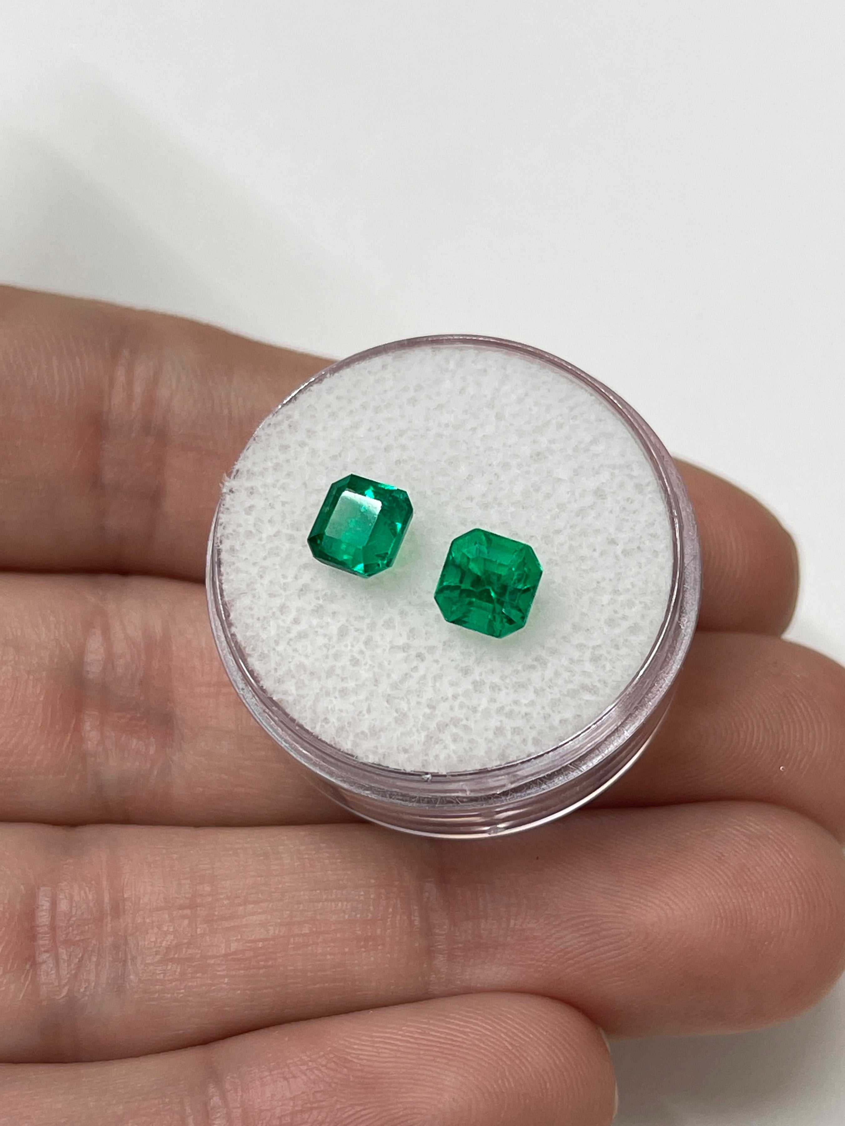 1.98tcw 5.7x5.6 AAA+ Matching Muzo Green Loose Colombian Emeralds-Asscher Cut