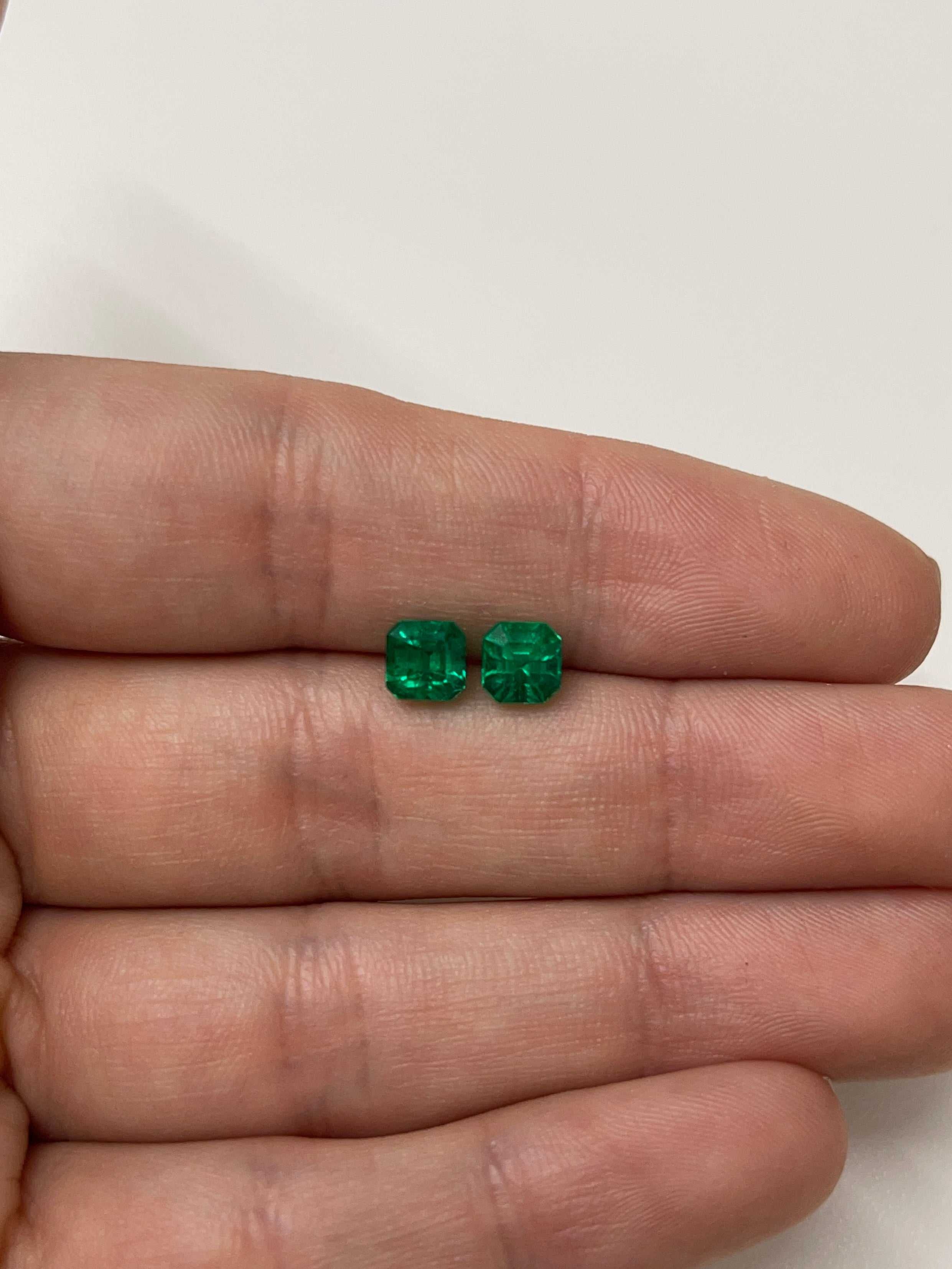 1.98tcw 5.7x5.6 AAA+ Matching Muzo Green Loose Colombian Emeralds-Asscher Cut