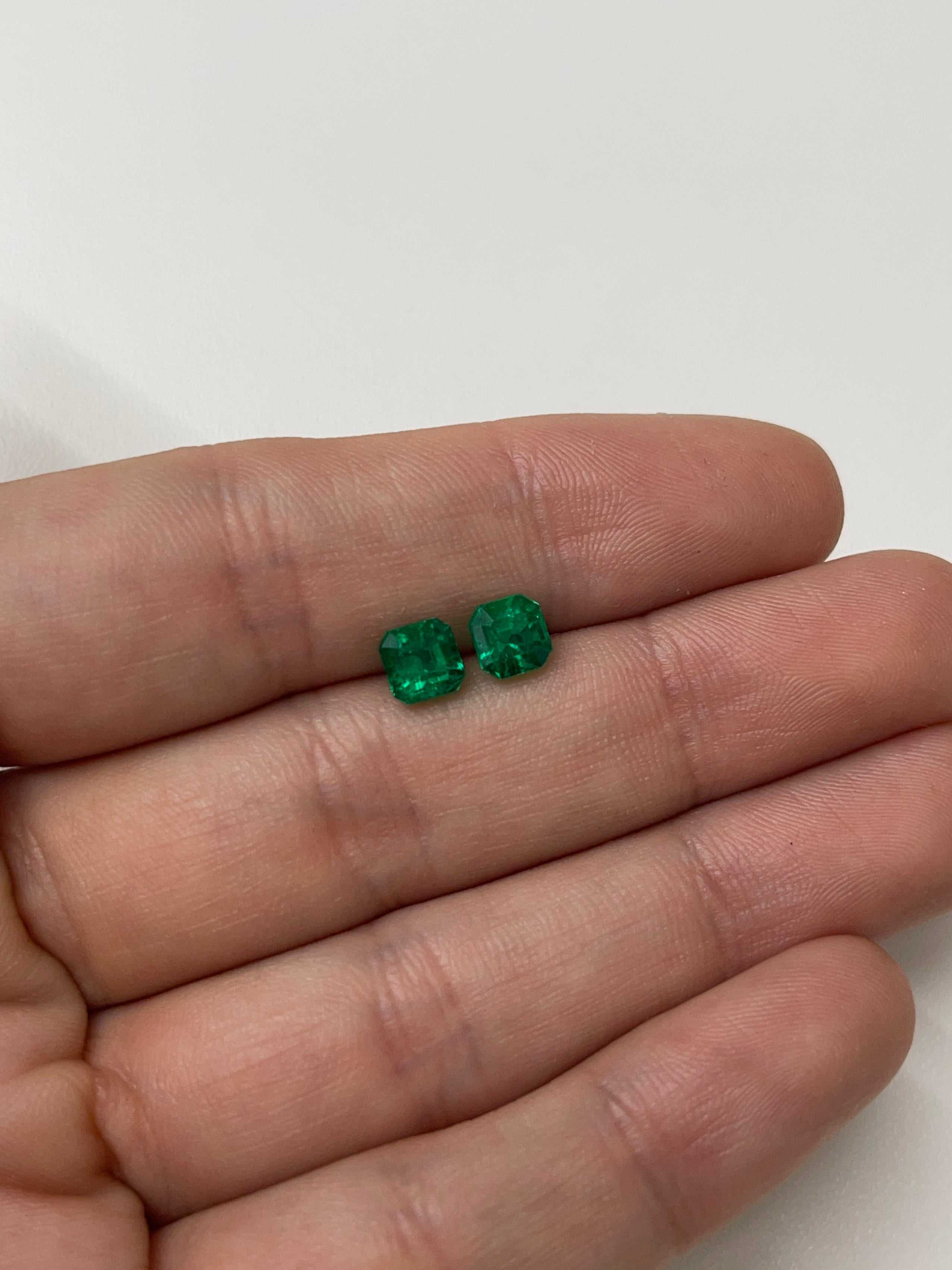 1.98tcw 5.7x5.6 AAA+ Matching Muzo Green Loose Colombian Emeralds-Asscher Cut