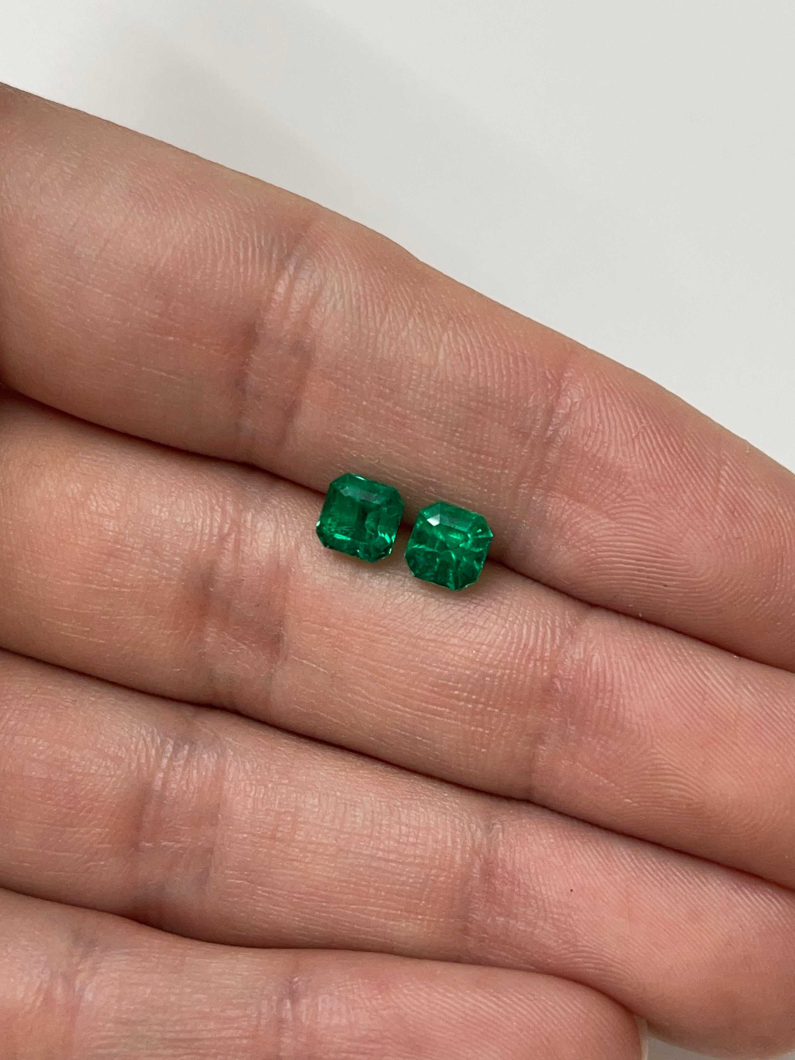 1.98tcw 5.7x5.6 AAA+ Matching Muzo Green Loose Colombian Emeralds-Asscher Cut