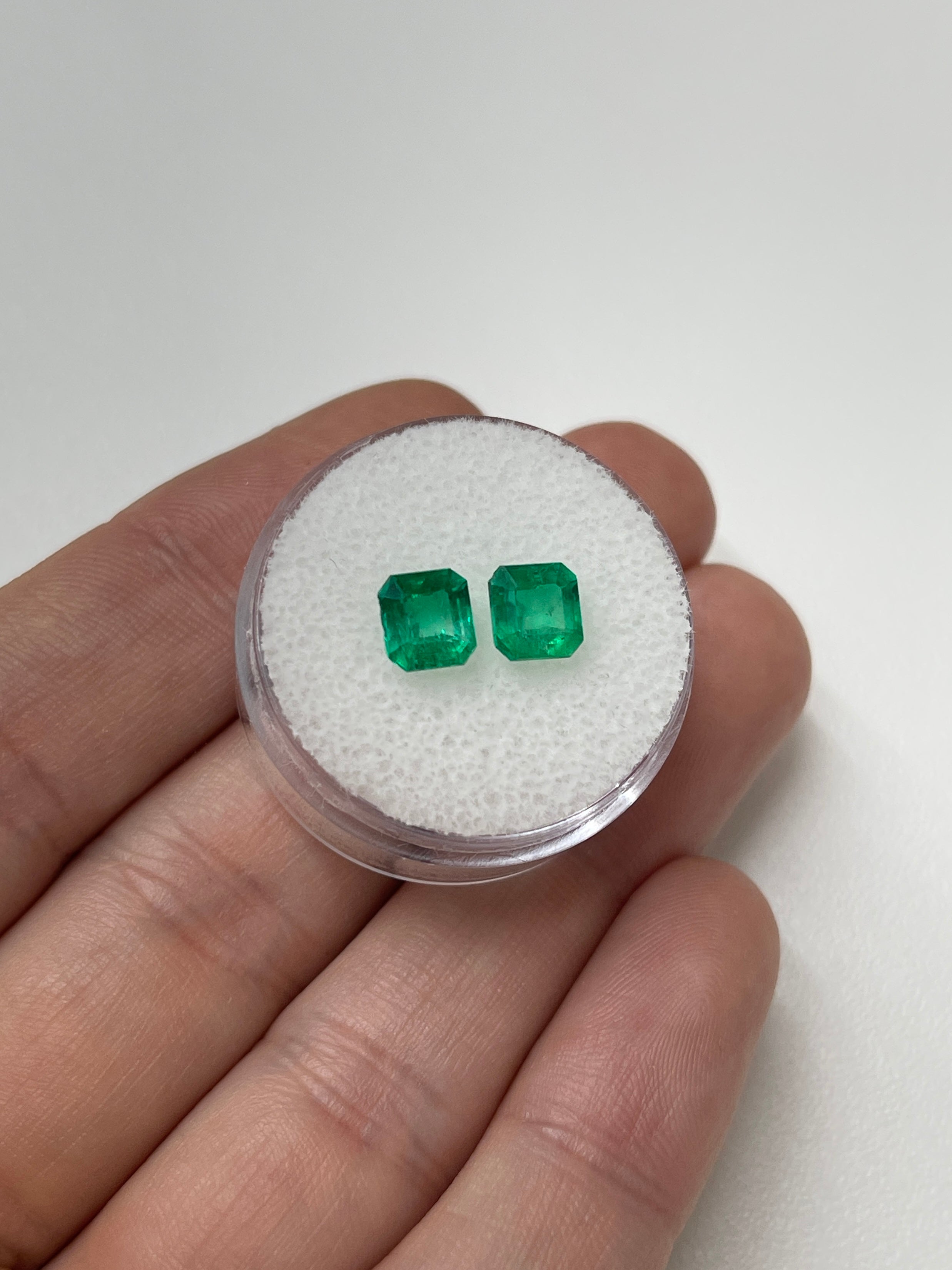 1.98tcw 6.2x5.7 Matching Muzo Green Loose Colombian Emeralds-Asscher Cut