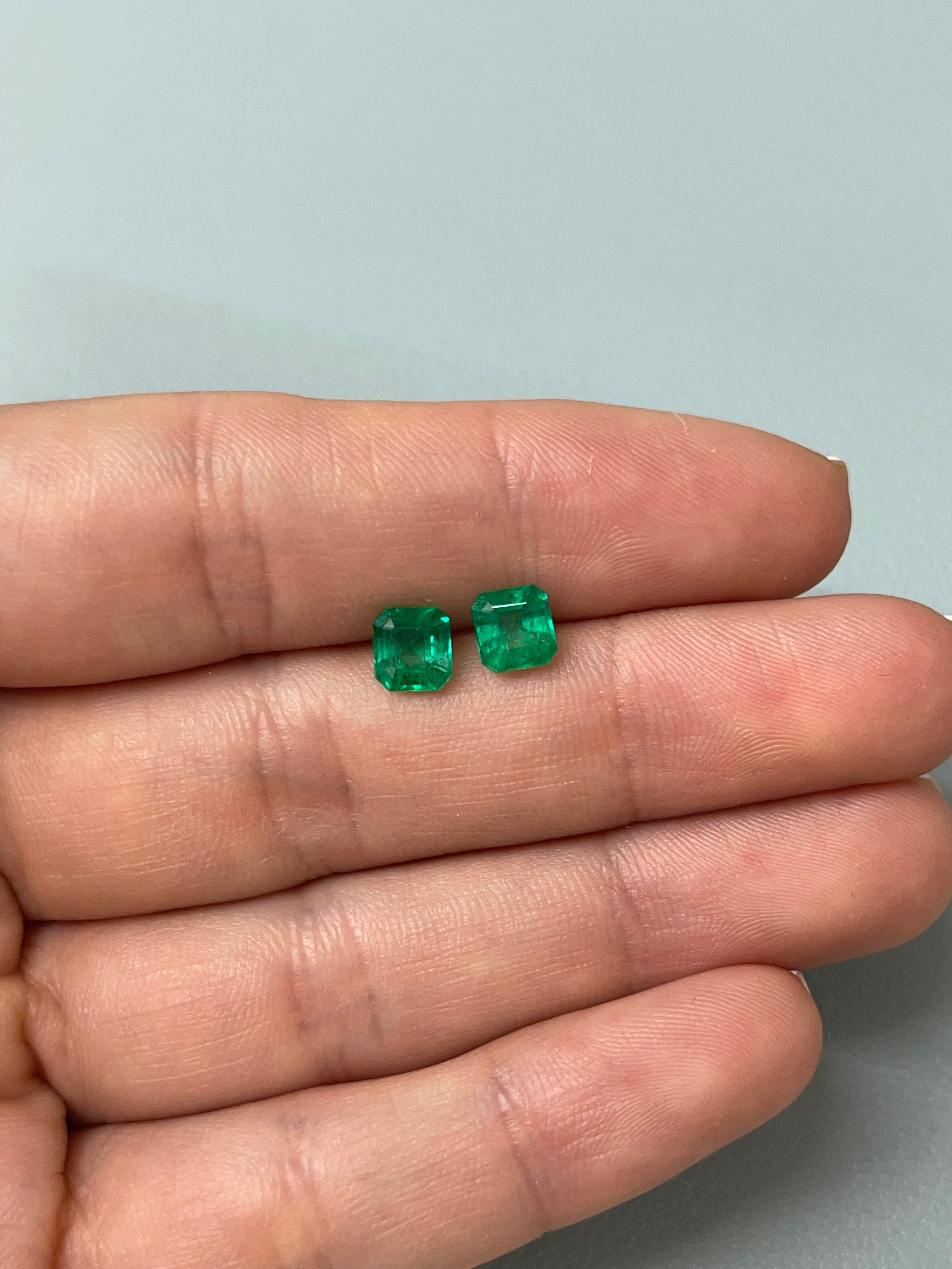 1.98tcw 6.2x5.7 Matching Muzo Green Loose Colombian Emeralds-Asscher Cut